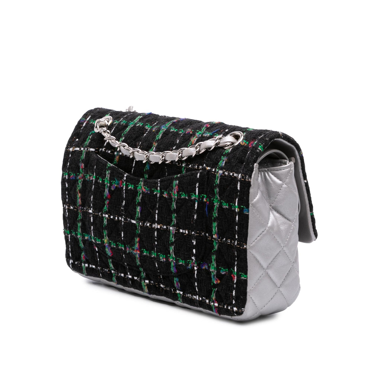 Chanel Medium Classic Quilted Tweed and Metallic Lambskin Double Flap
