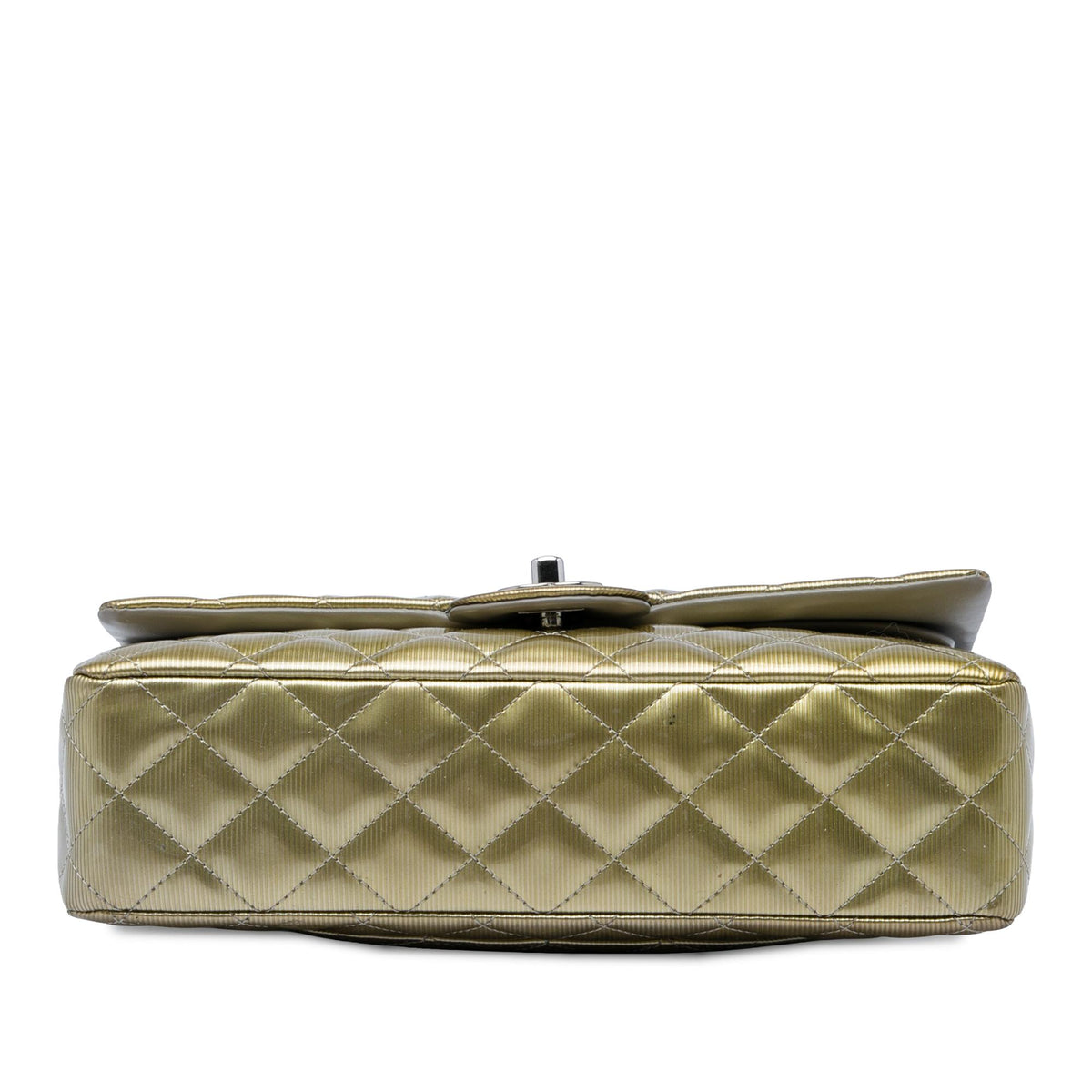 Chanel Medium Classic Striated Patent Double Flap