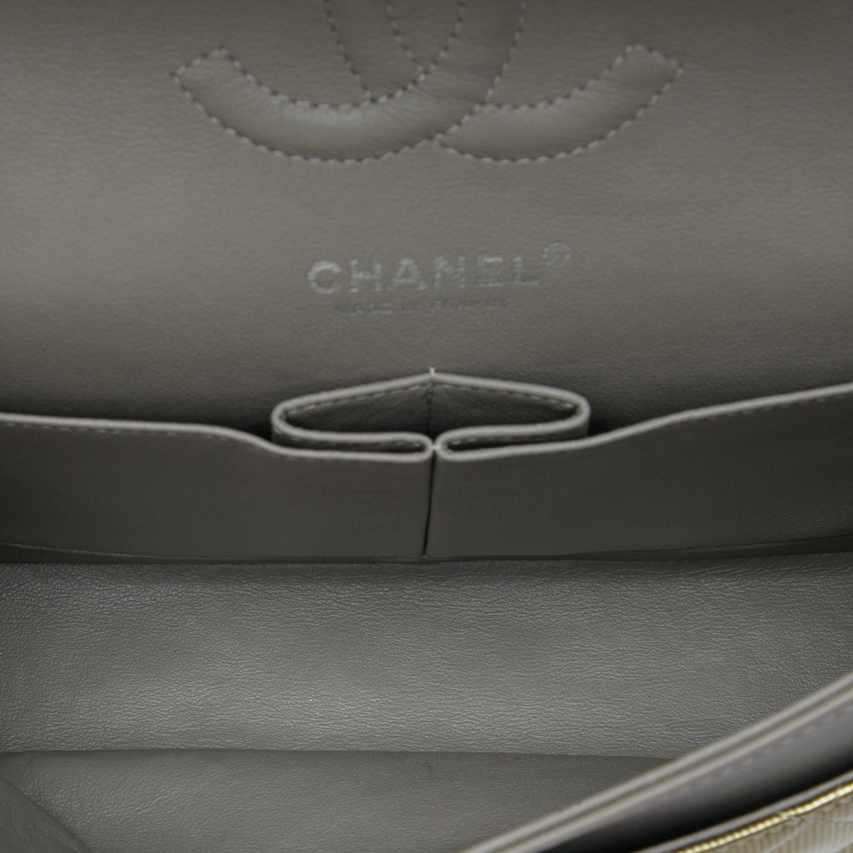 Chanel Medium Classic Striated Patent Double Flap