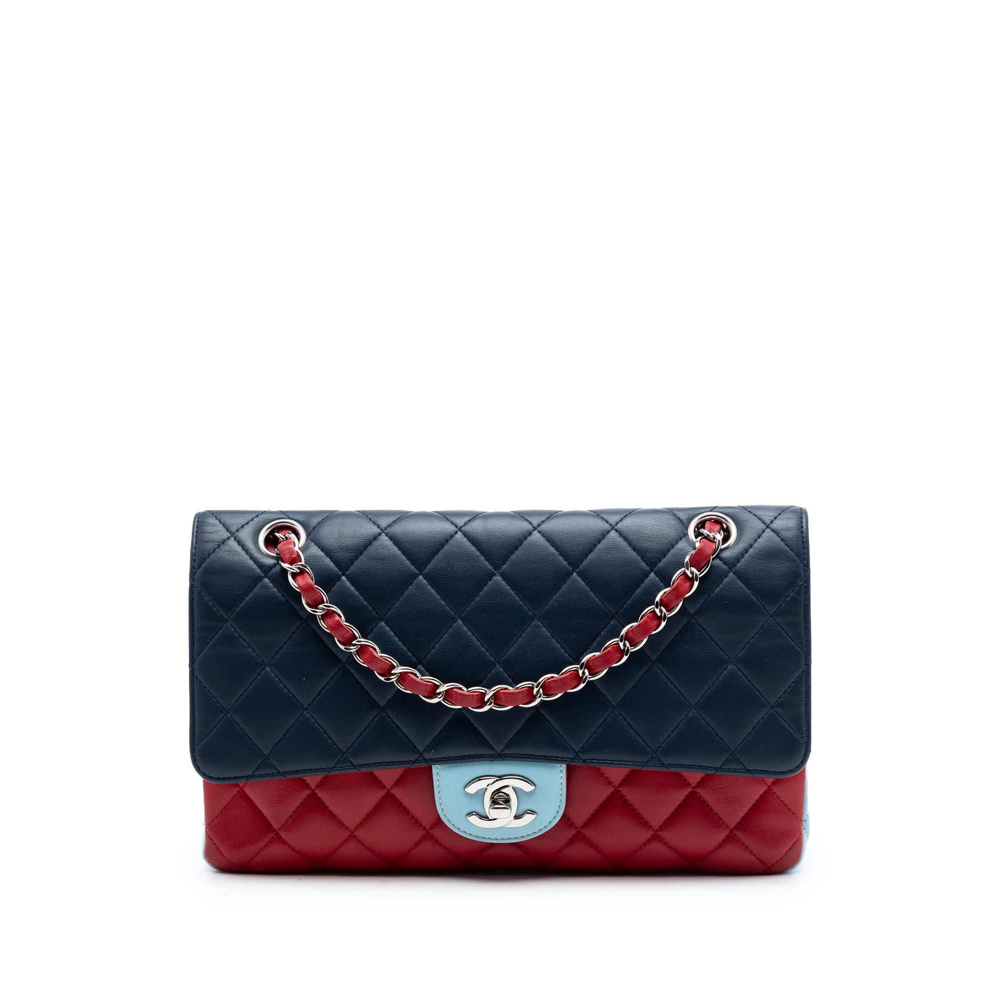 Chanel Medium Classic Tricolor Lambskin Double Flap