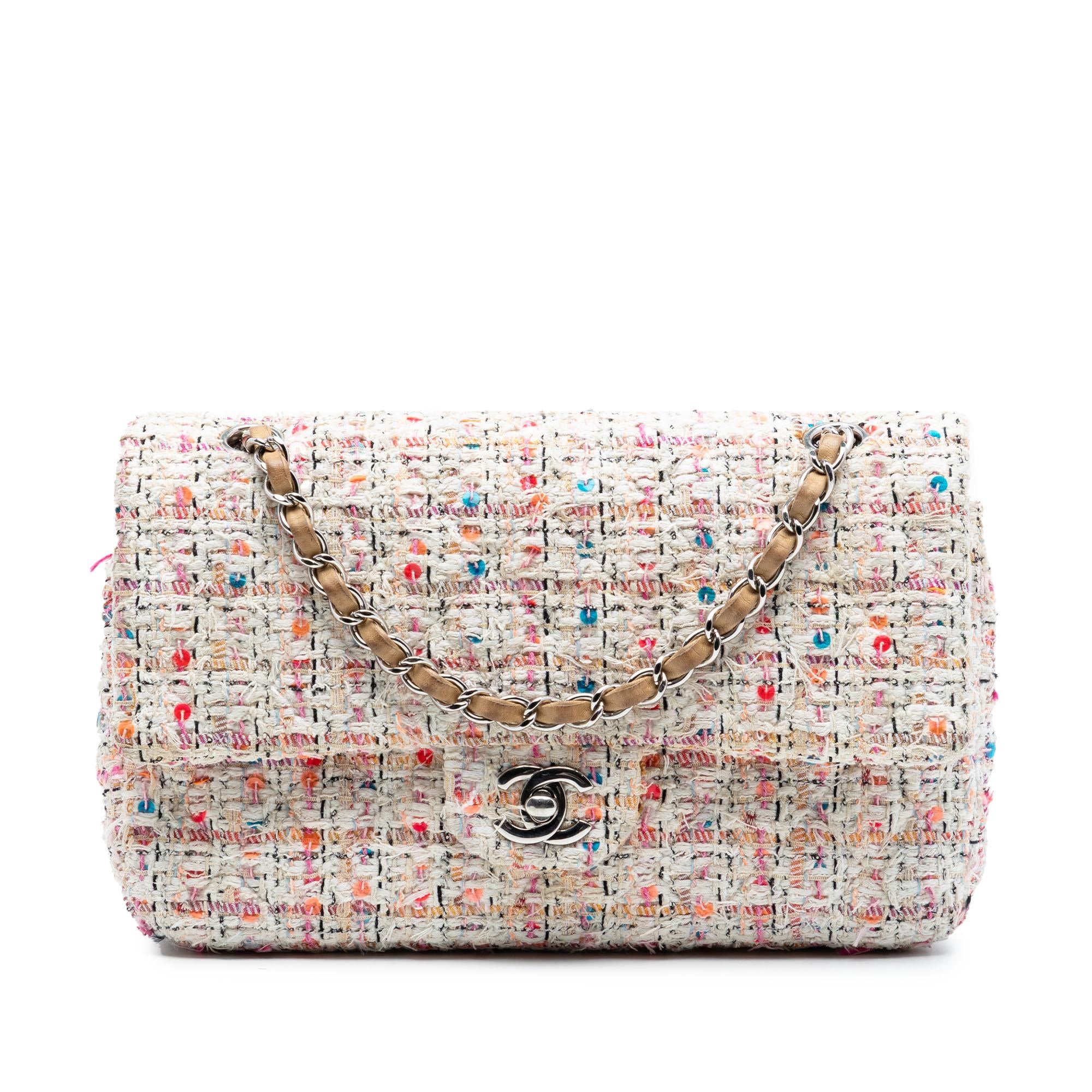 Chanel Medium Classic Tweed Sequins Double Flap