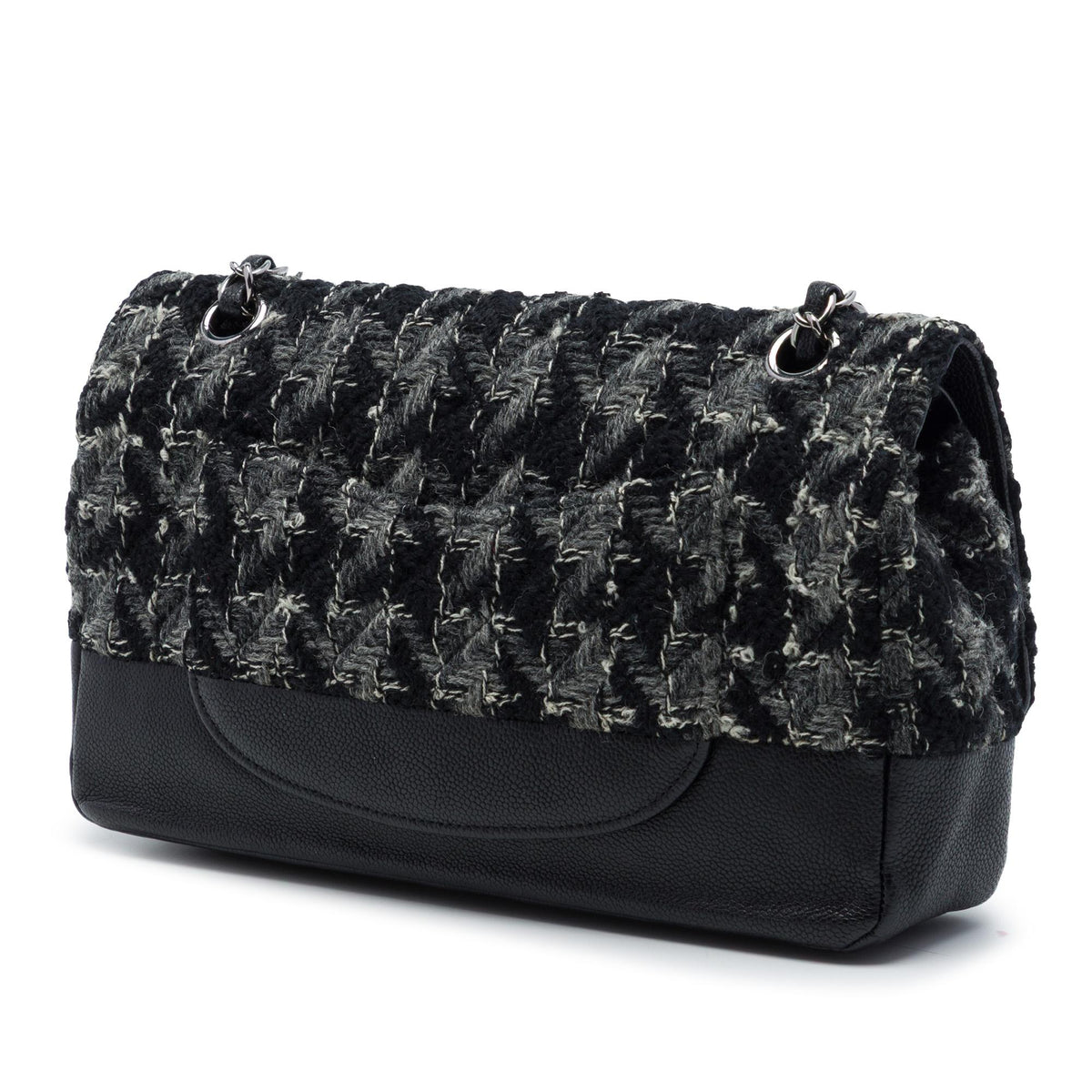 Chanel Medium Classic Tweed and Caviar Double Flap