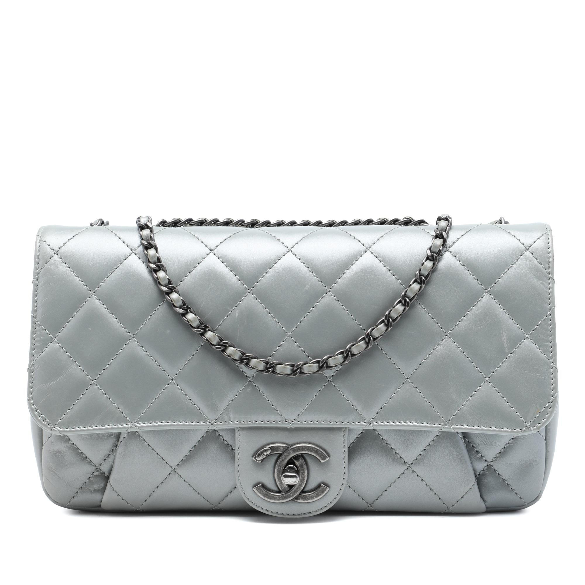 Chanel Medium Quilted Calfskin Coco Pleats Chain Flap