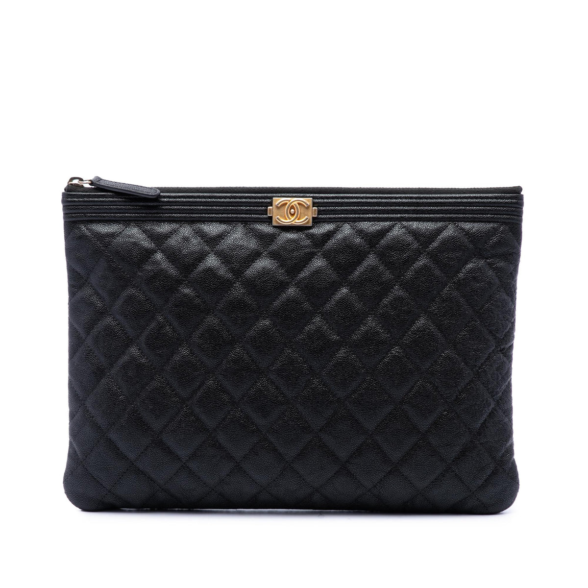 Chanel Medium Quilted Caviar Boy O Case Clutch
