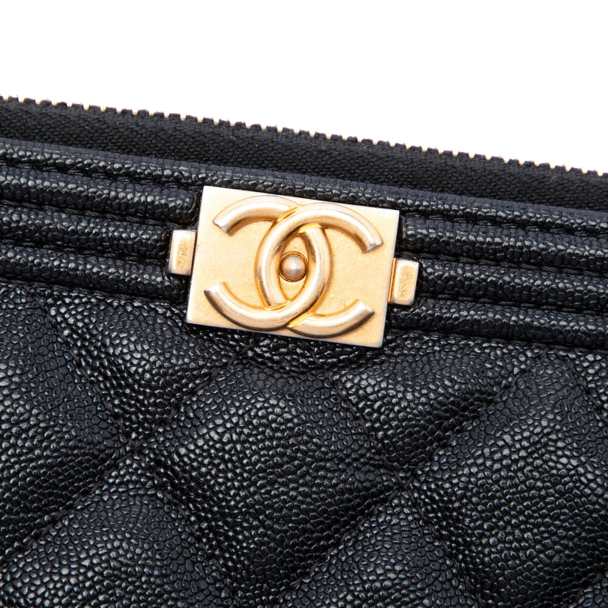 Chanel Medium Quilted Caviar Boy O Case Clutch
