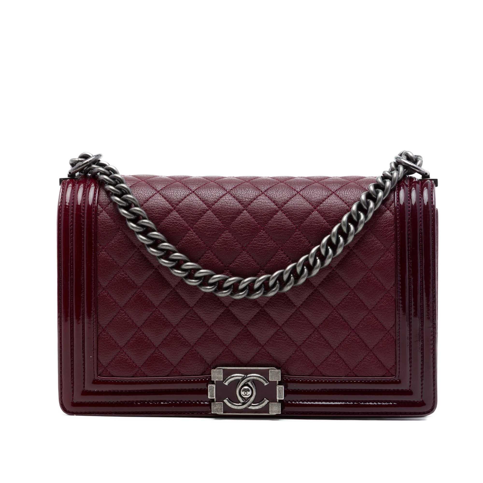 Chanel Medium Quilted Goatskin and Patent Boy Flap