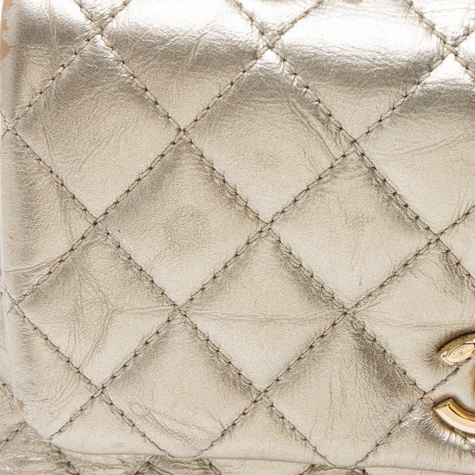 Chanel Metallic Aged Calfskin Coco Top Handle Medium Flap Bag