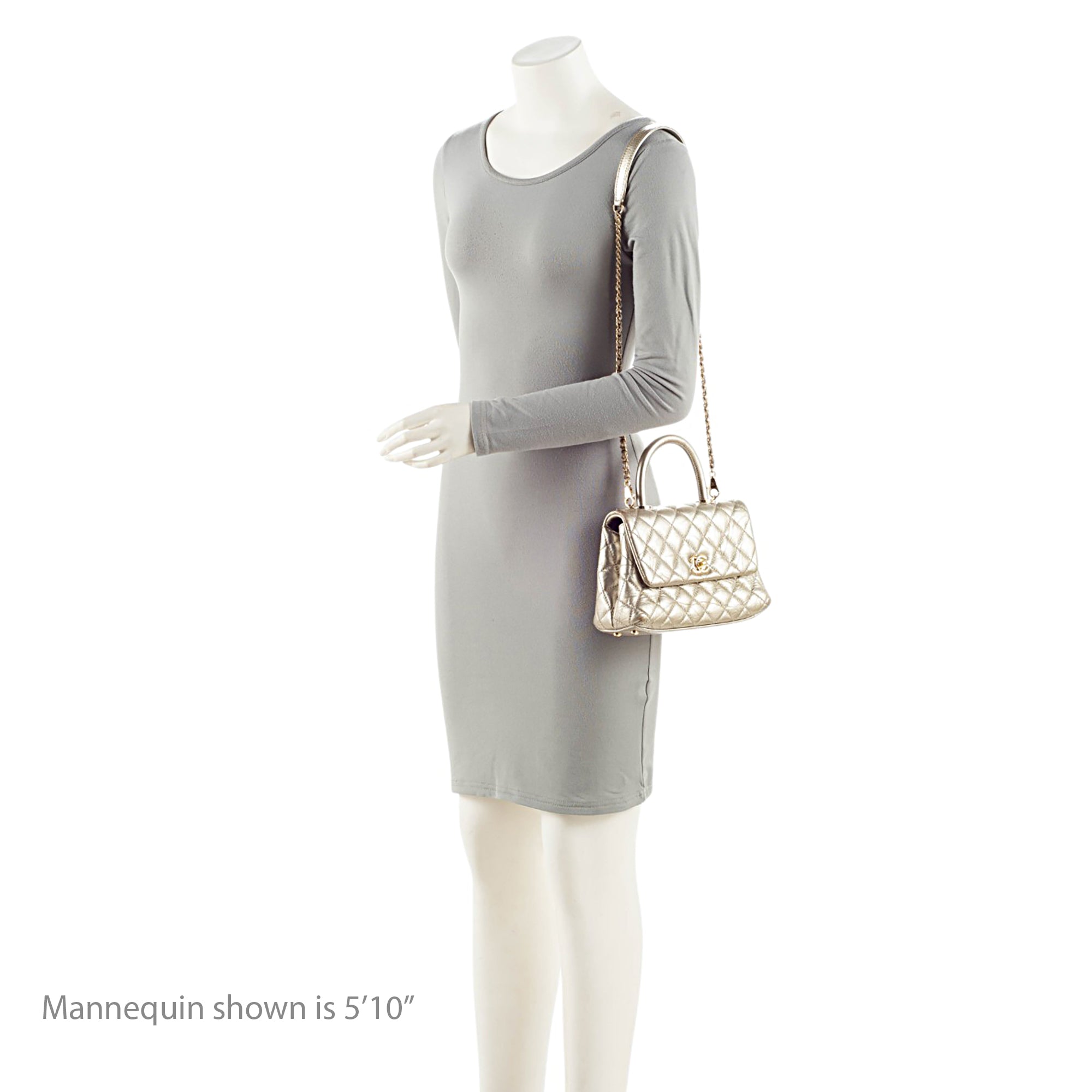Chanel Metallic Aged Calfskin Coco Top Handle Medium Flap Bag