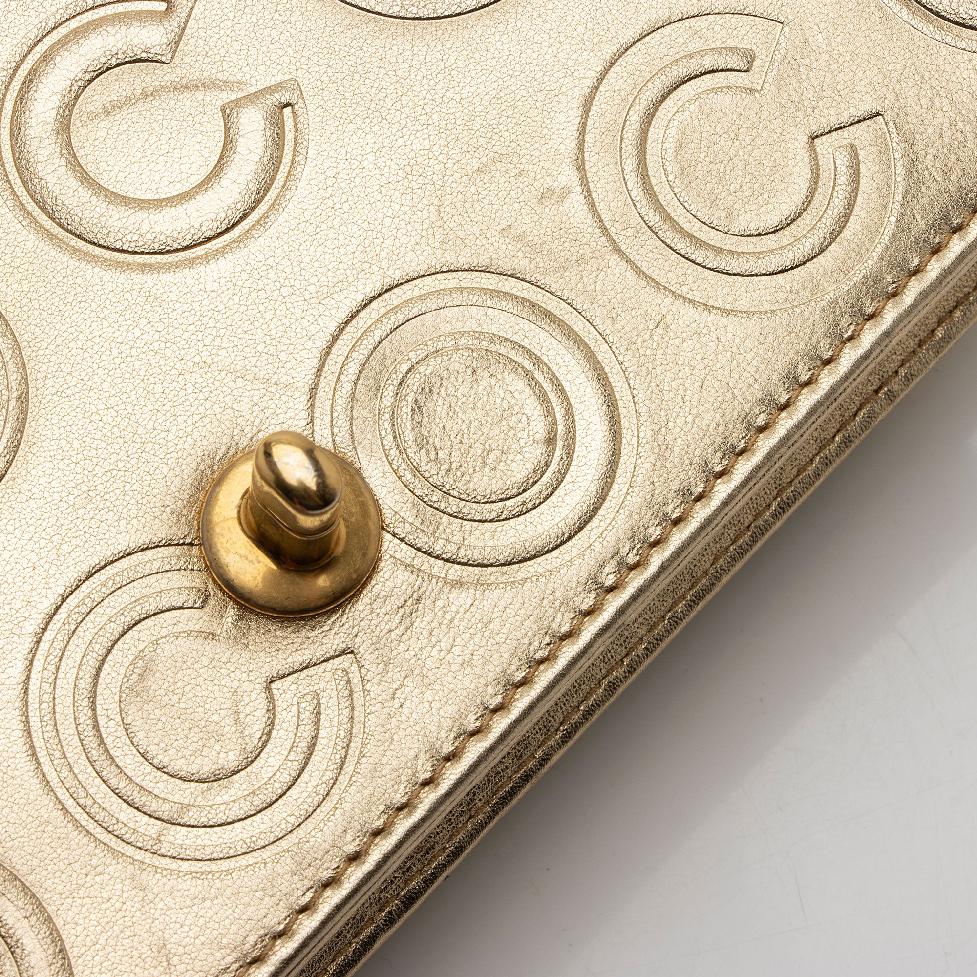 Chanel Metallic Calfskin Embossed Cocallover Flap Shoulder Bag