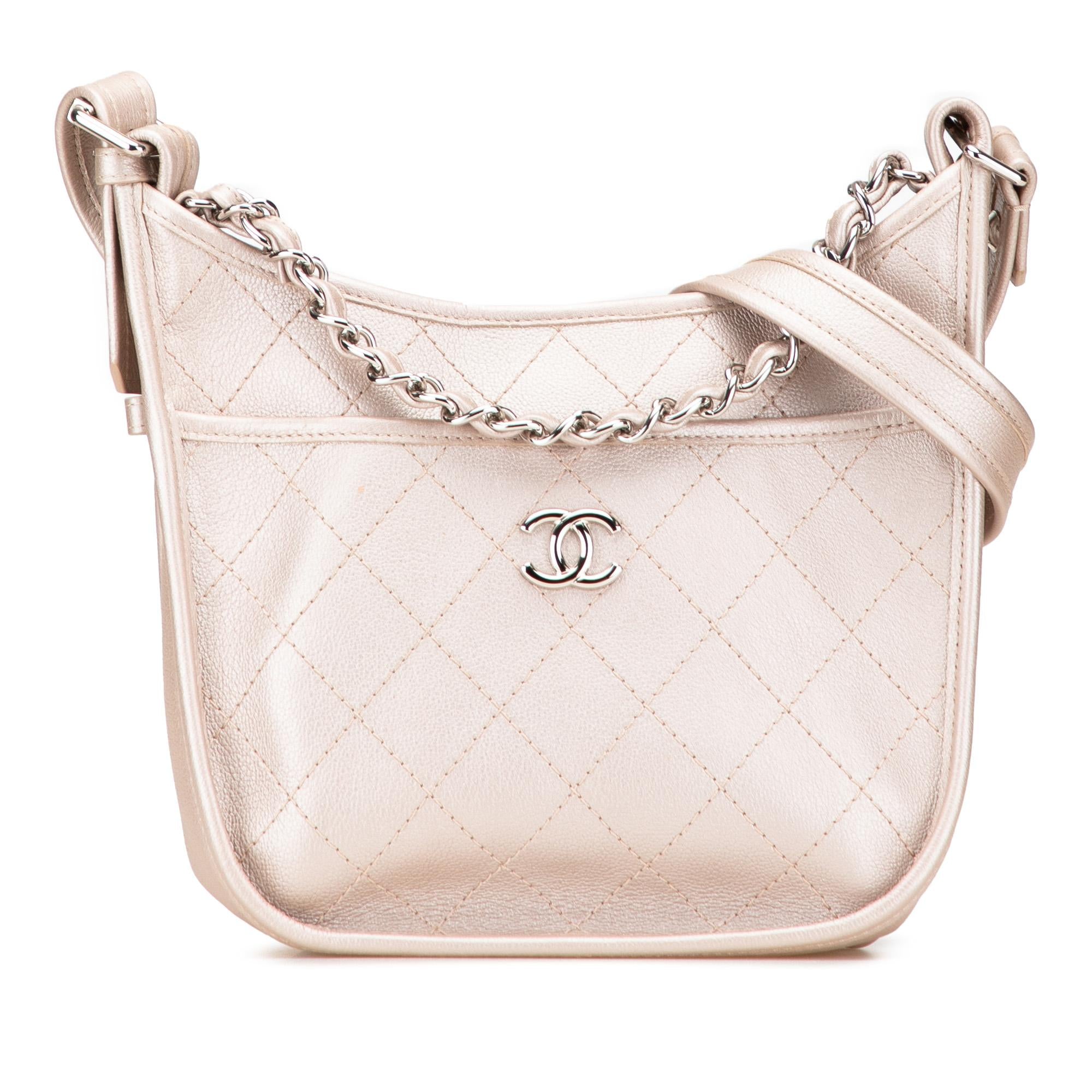 Chanel Metallic Calfskin Quilted Jungle Stroll Hobo