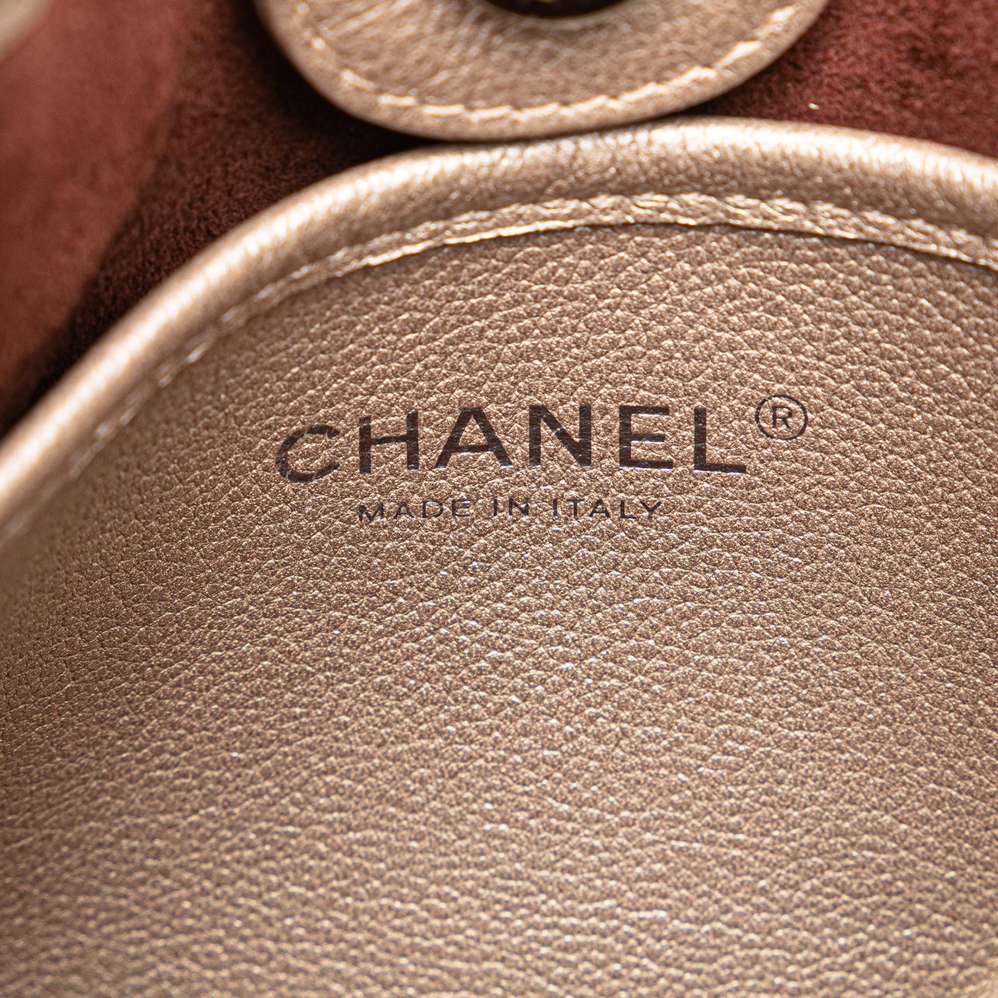 Chanel Metallic Calfskin Quilted Jungle Stroll Hobo