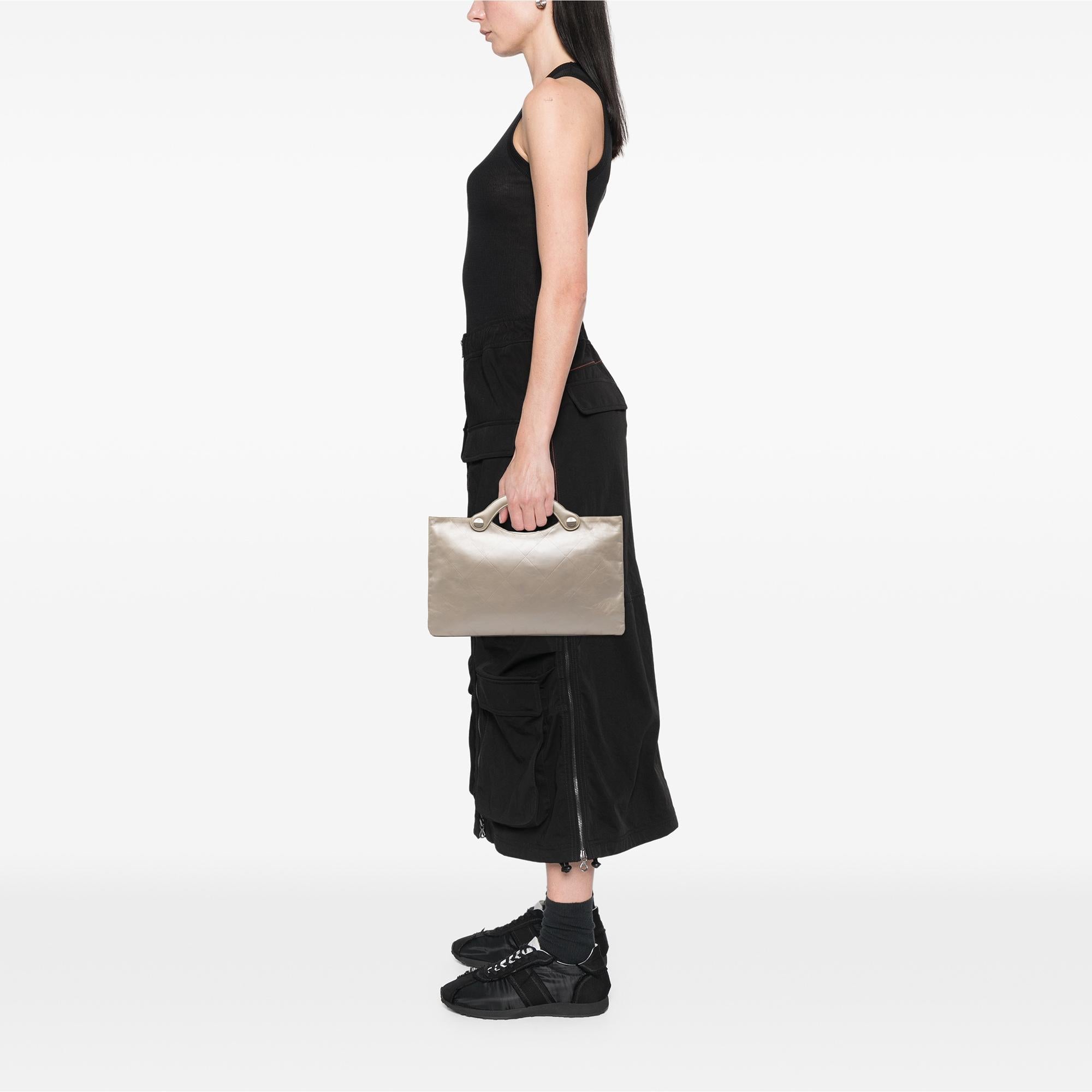 Chanel Metallic Embossed Calfskin Flat Handbag