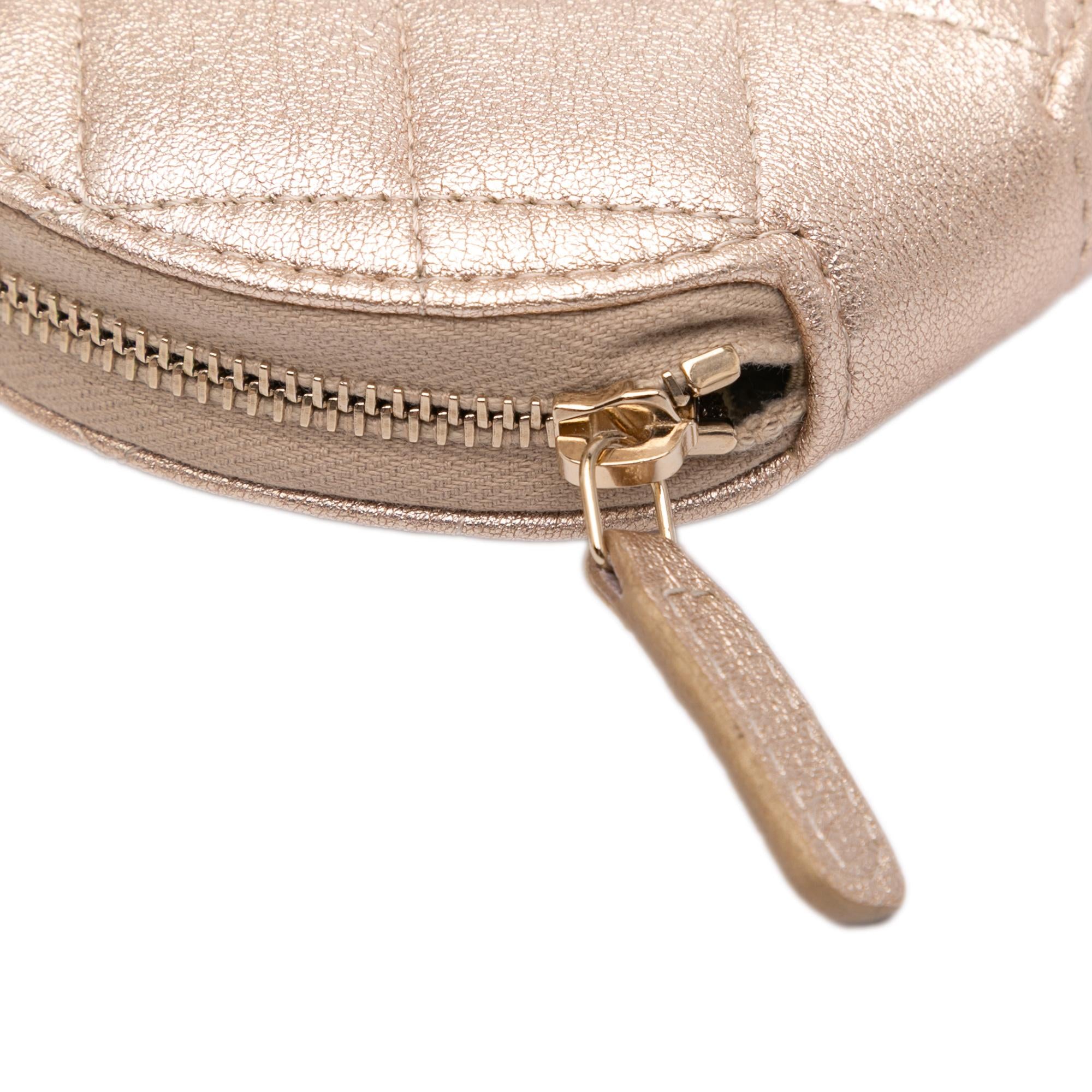 Chanel Metallic Lambskin Round Clip On Coin Purse and AirPods Case