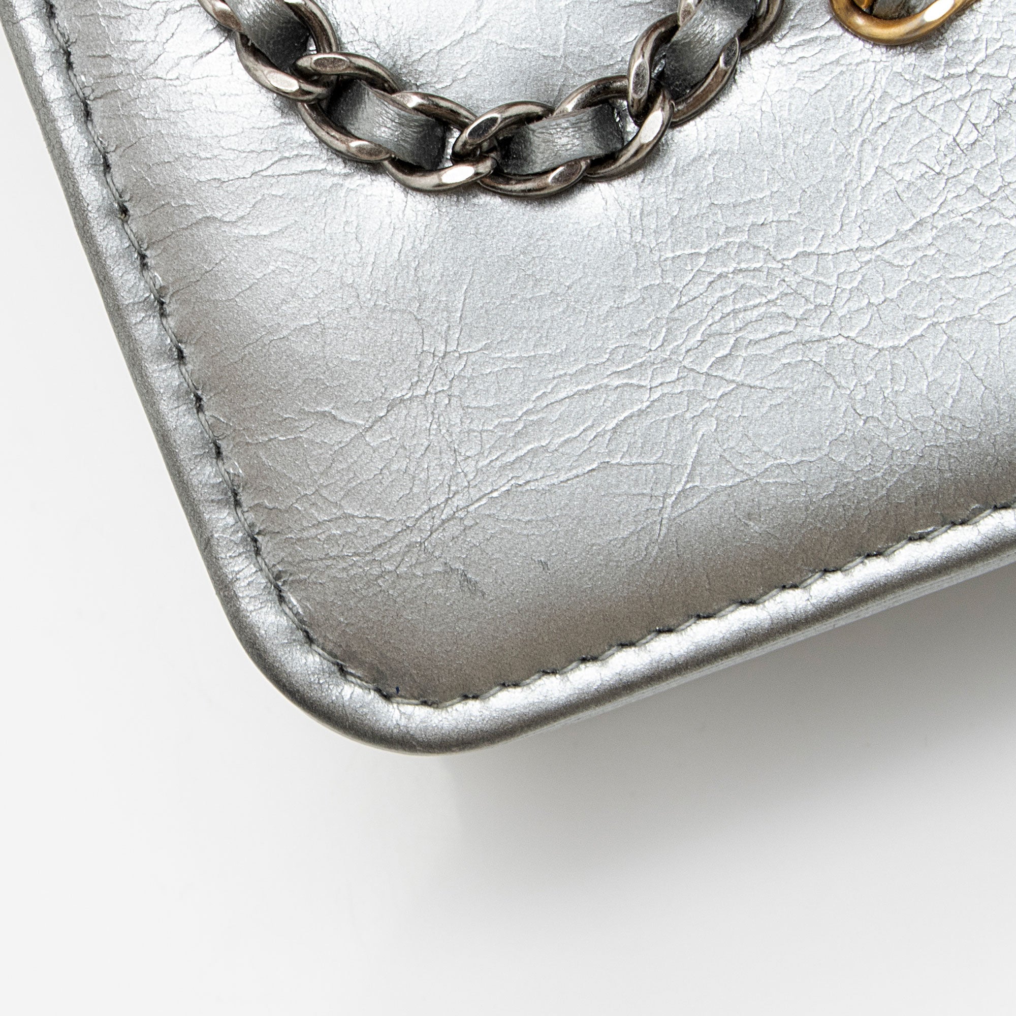 Chanel Metallic Lambskin Written In Chain Wallet on Chain