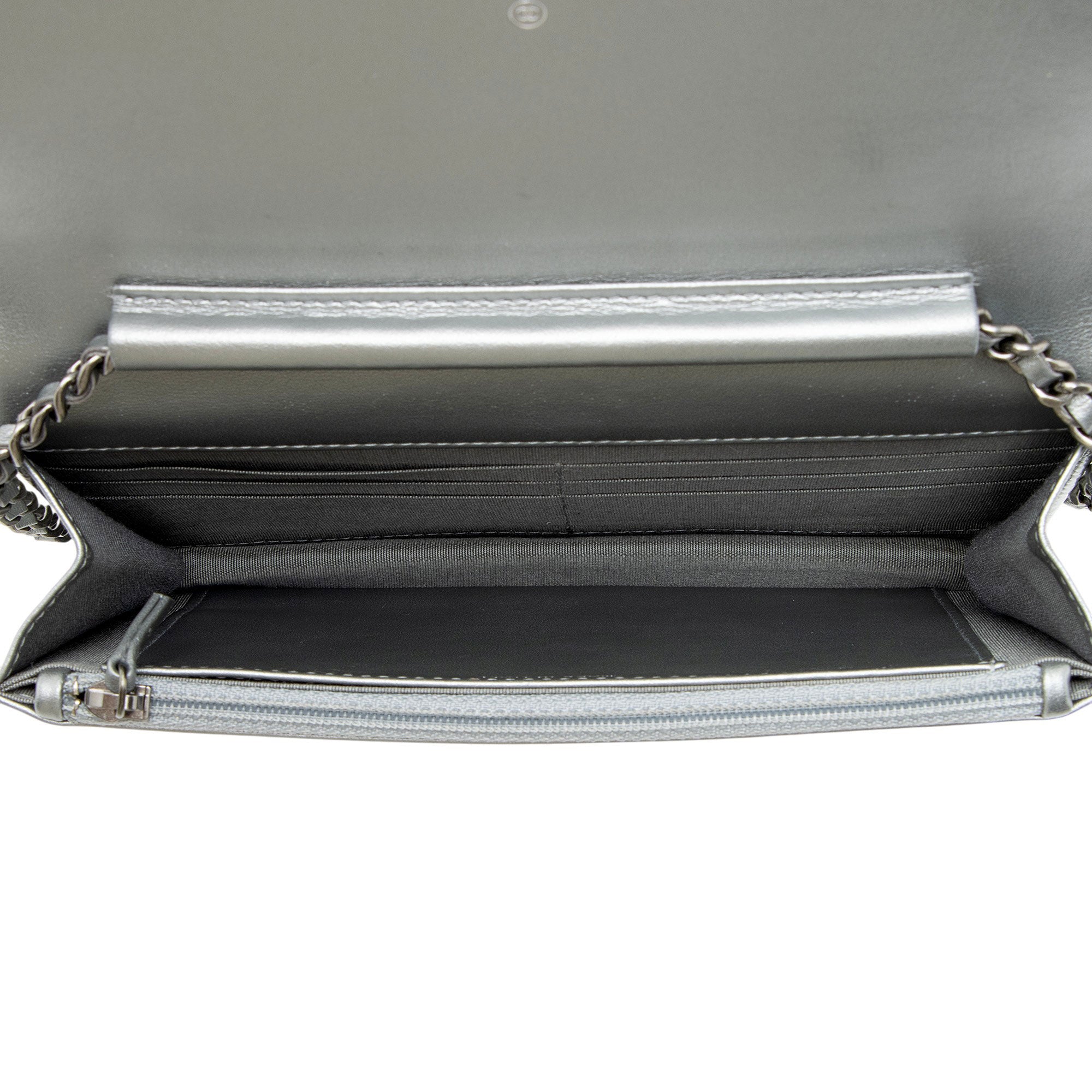 Chanel Metallic Lambskin Written In Chain Wallet on Chain