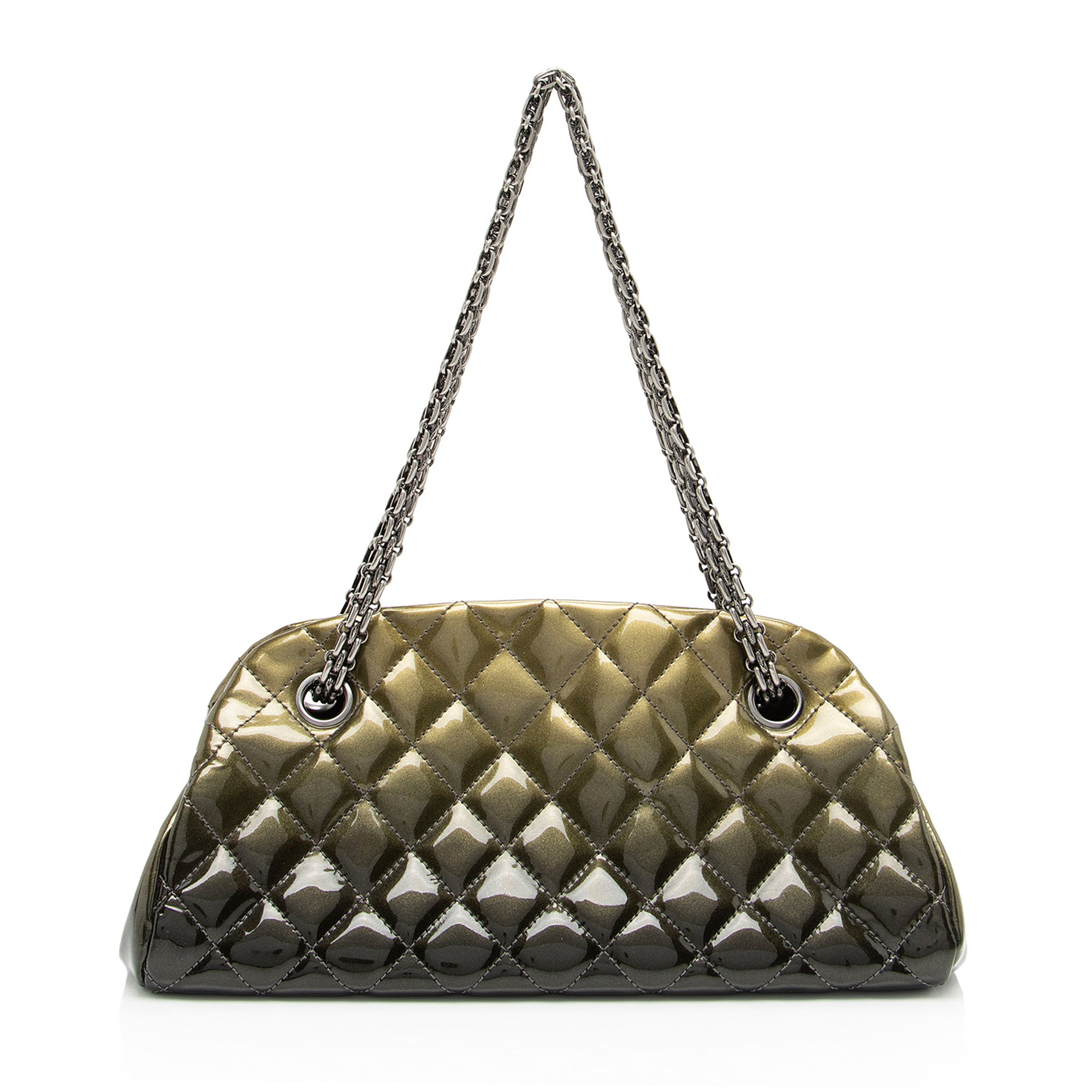 Chanel Metallic Patent Leather Just Mademoiselle Bowler Bag (SHF-9cE7hE)