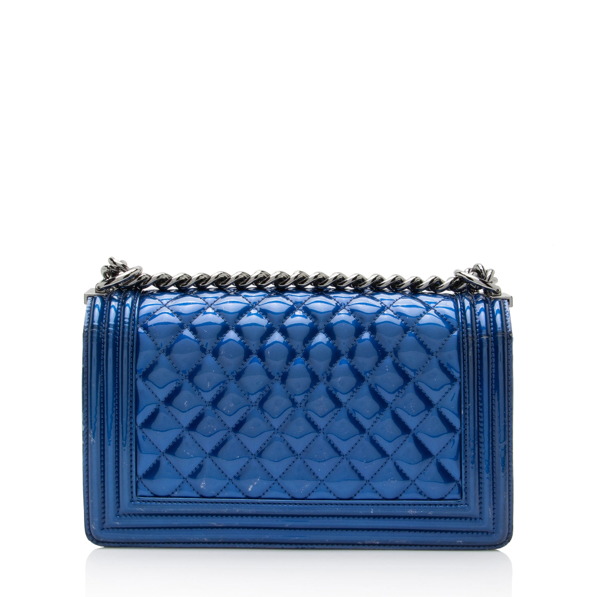 Chanel Metallic Patent Leather Old Medium Boy Bag