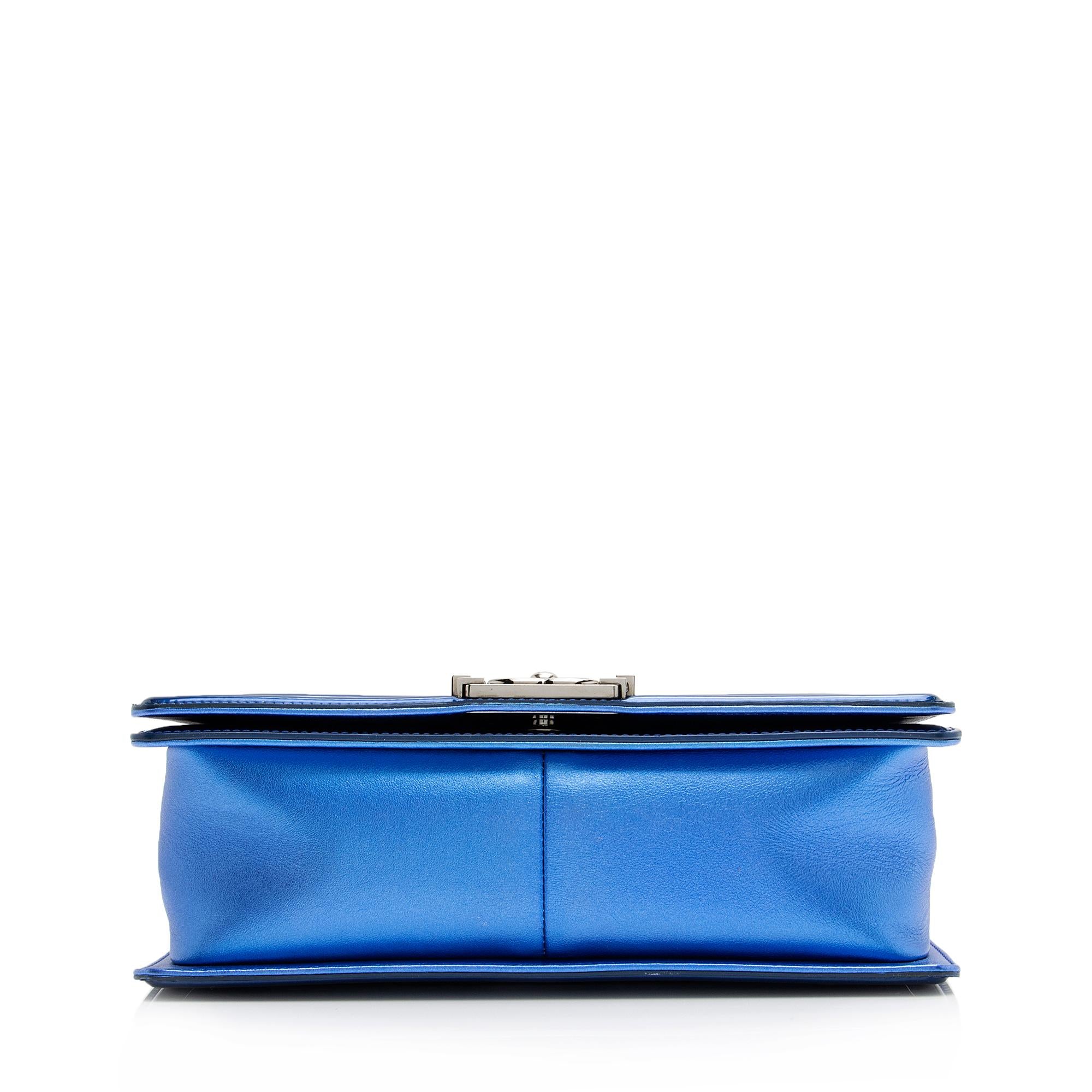 Chanel Metallic Patent Leather Old Medium Boy Bag