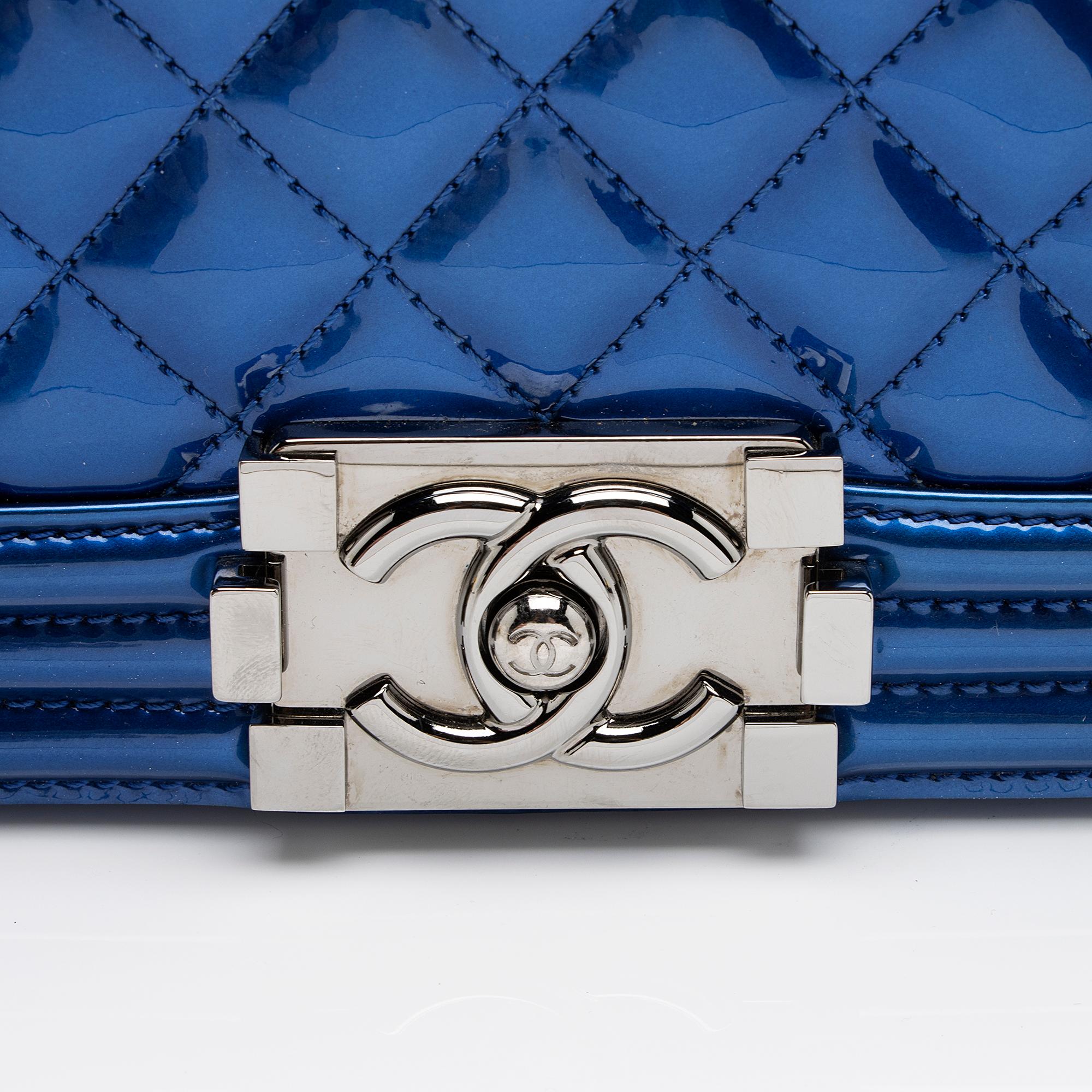 Chanel Metallic Patent Leather Old Medium Boy Bag