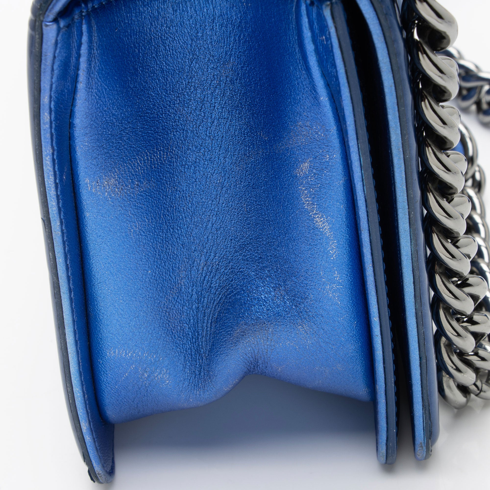 Chanel Metallic Patent Leather Old Medium Boy Bag