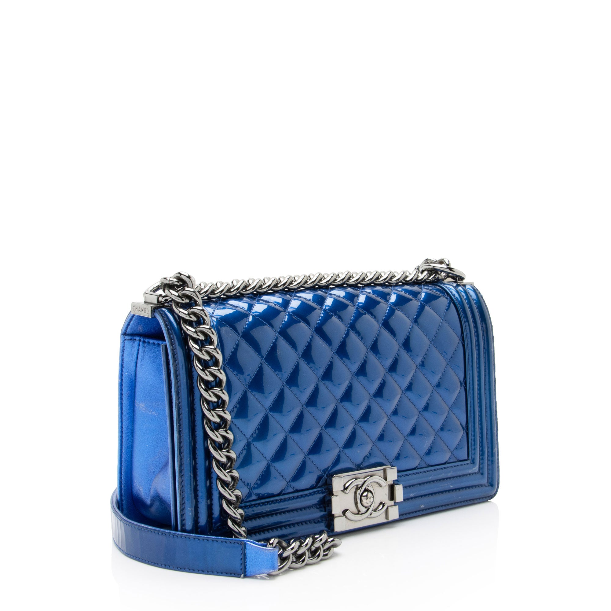 Chanel Metallic Patent Leather Old Medium Boy Bag