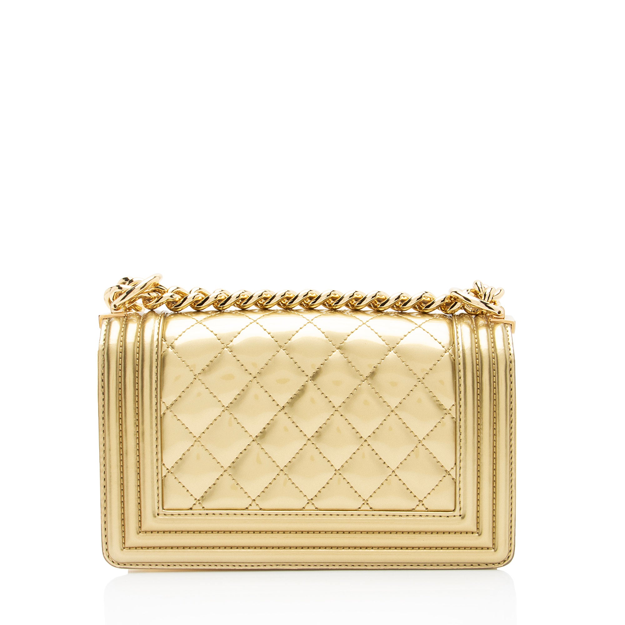 Chanel Metallic Patent Leather Small Boy Bag