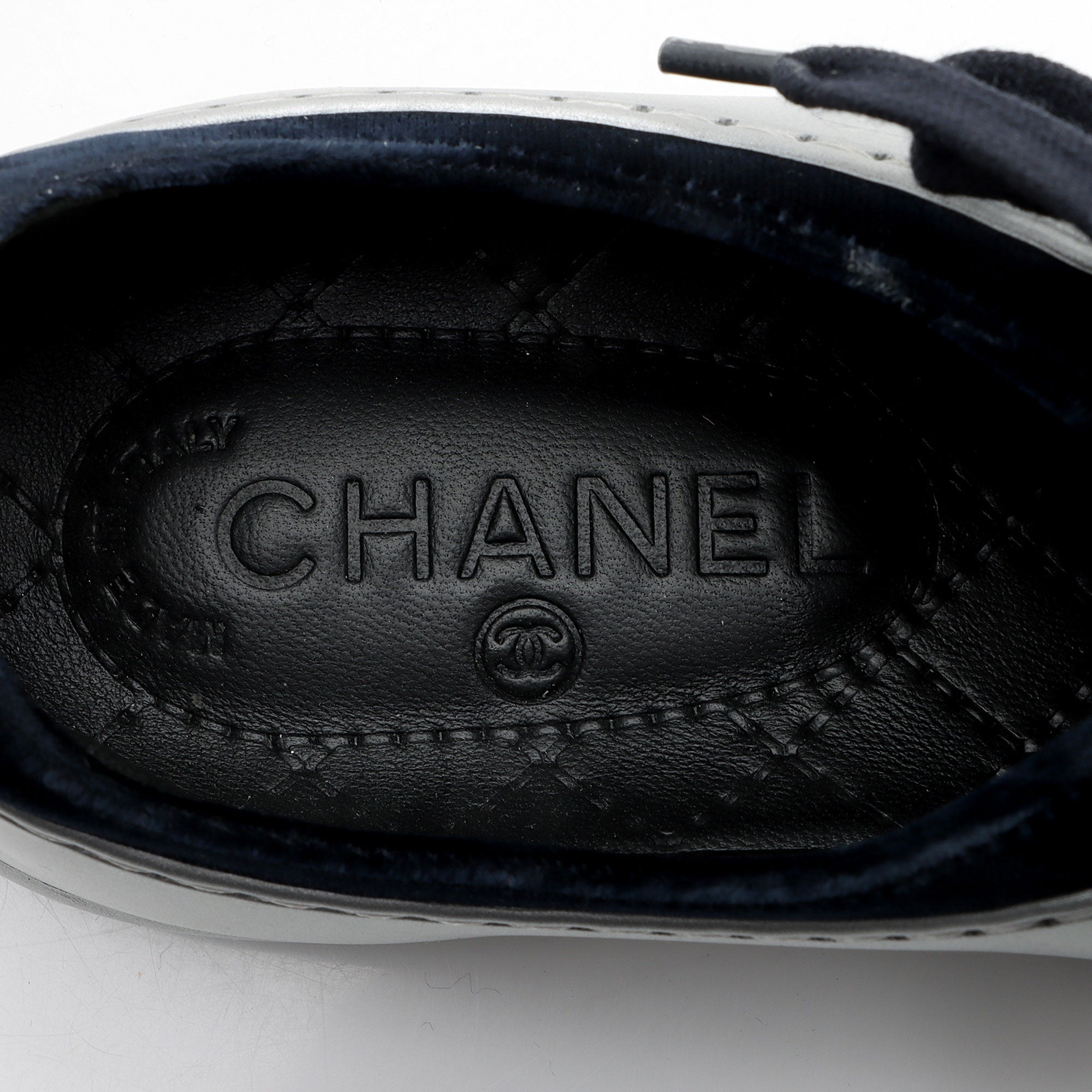 Chanel Metallic Rubber Velvet CC Sneakers - Size 7 / 37
