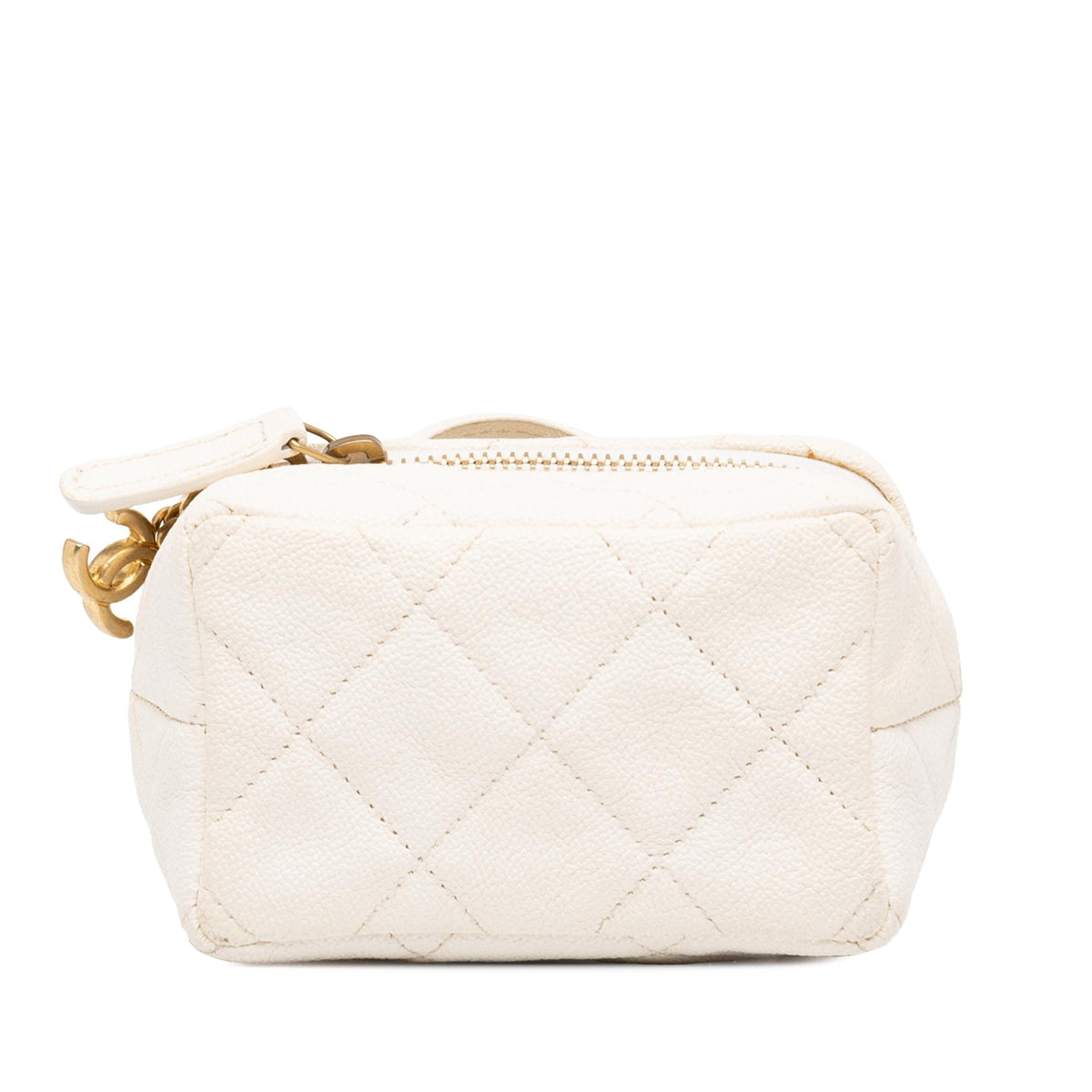 Chanel Mini CC Quilted Caviar Chain Zip Around Vanity Case