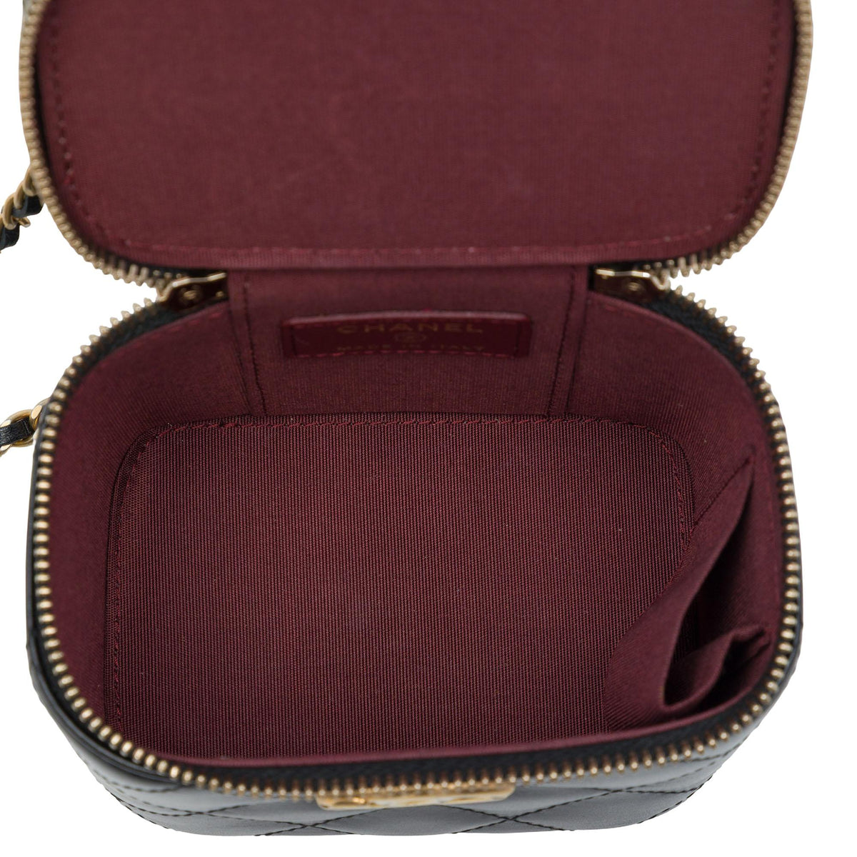 Chanel Mini CC Quilted Lambskin Pearl Crush Vanity Case With Chain