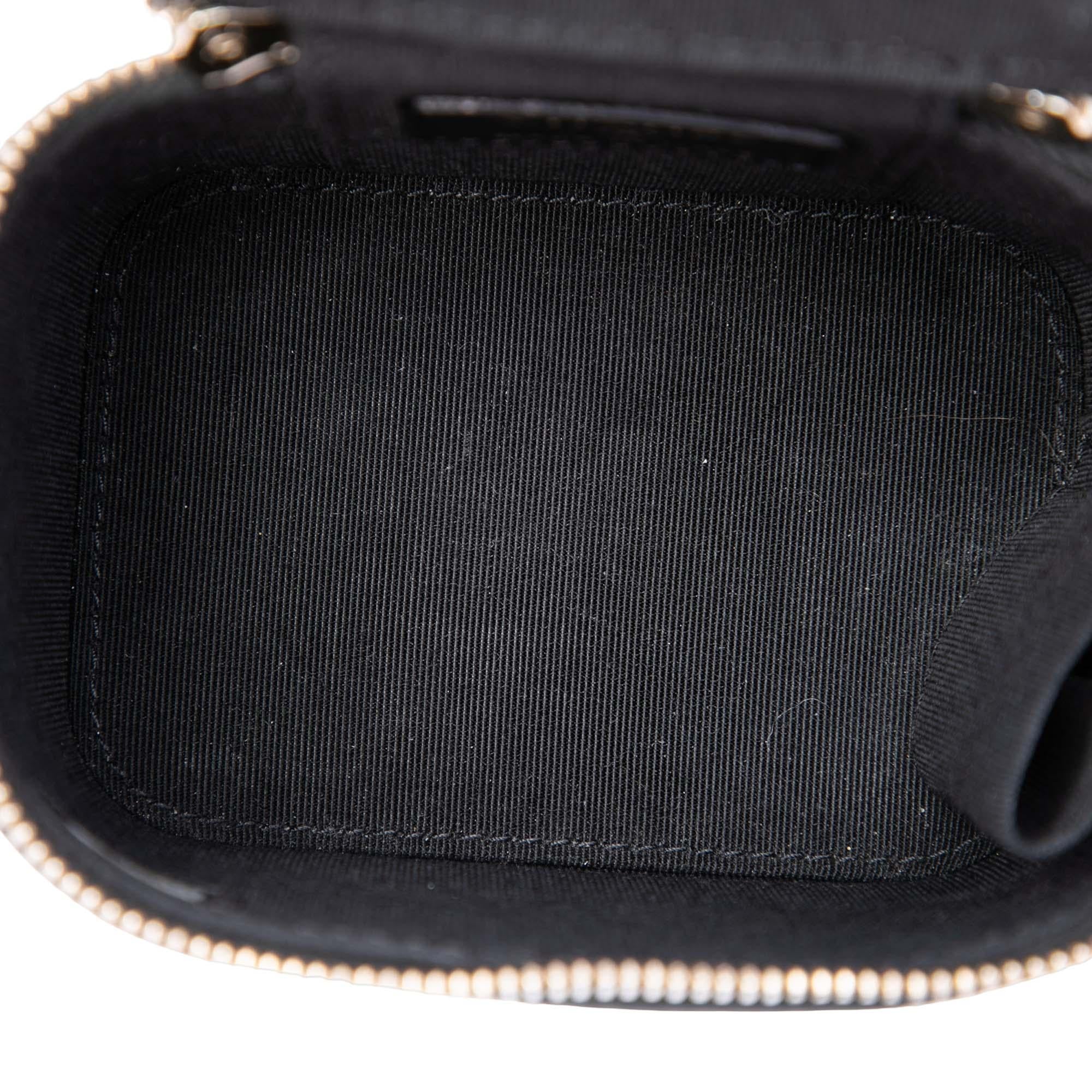 Chanel Mini Camellia Embossed Lambskin Vanity Case With Chain