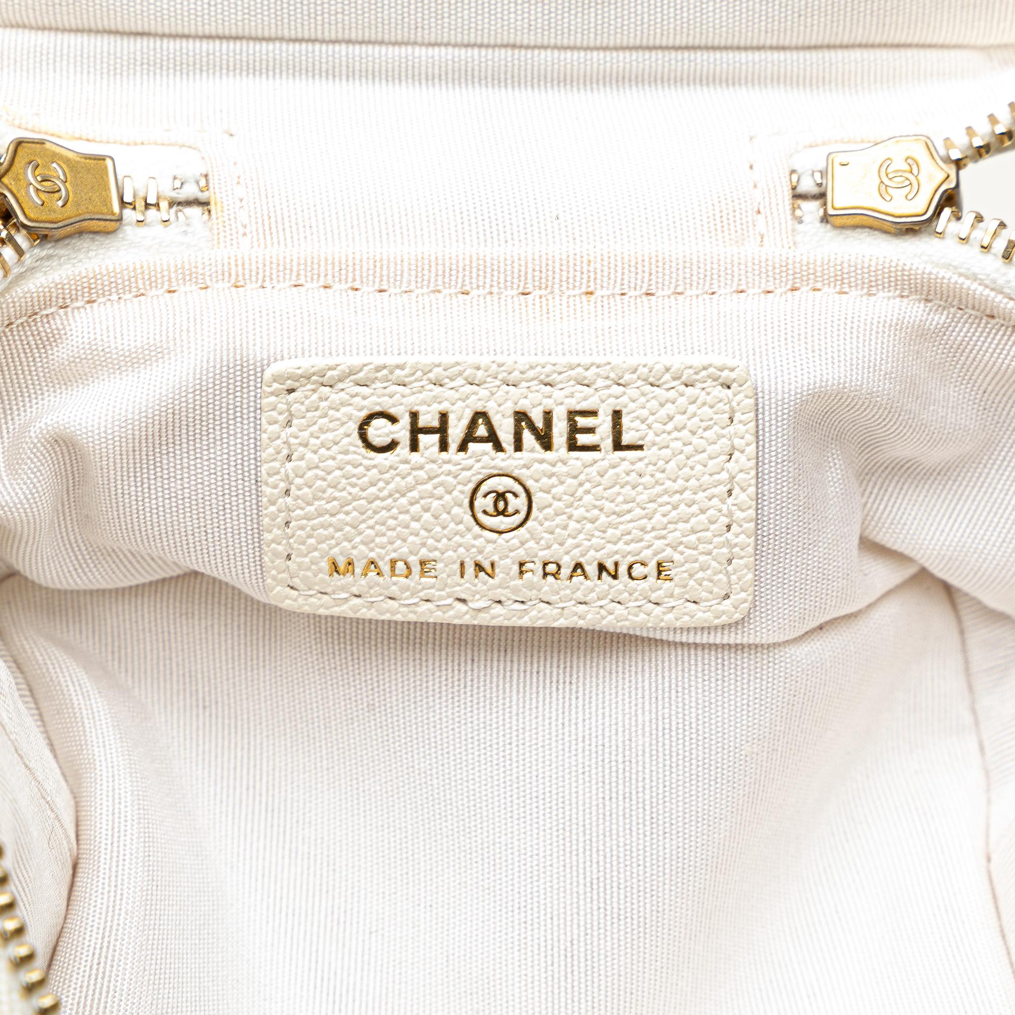 Chanel Mini Caviar Chain Zip Around Vanity Case