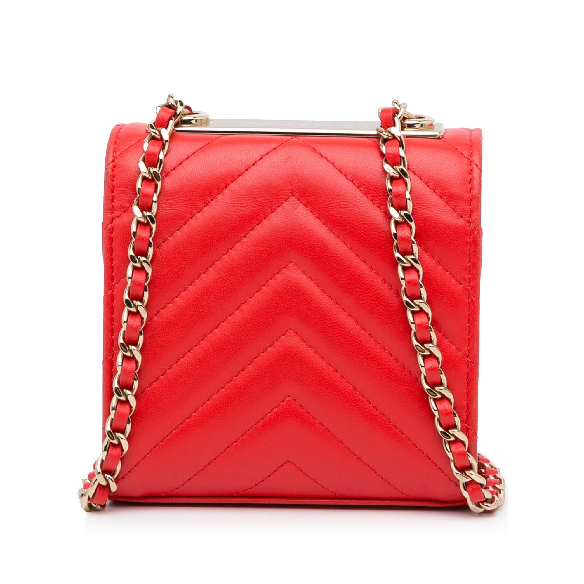 Chanel Mini Chevron Lambskin Trendy CC Chain Wallet