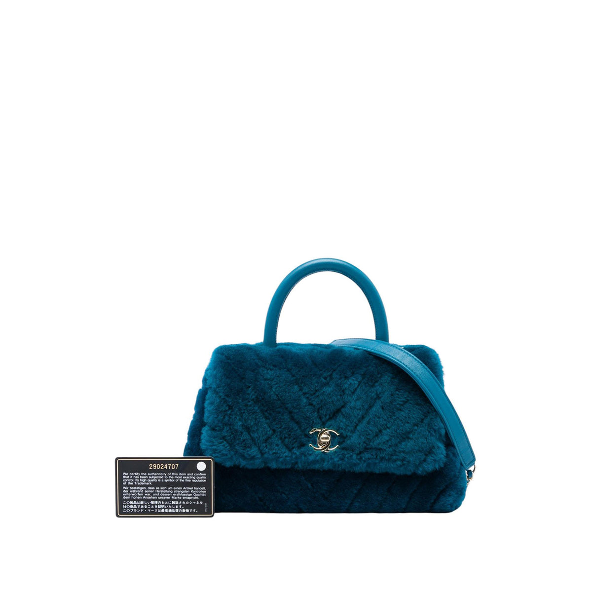 Chanel Mini Chevron Shearling Coco Top Handle Bag