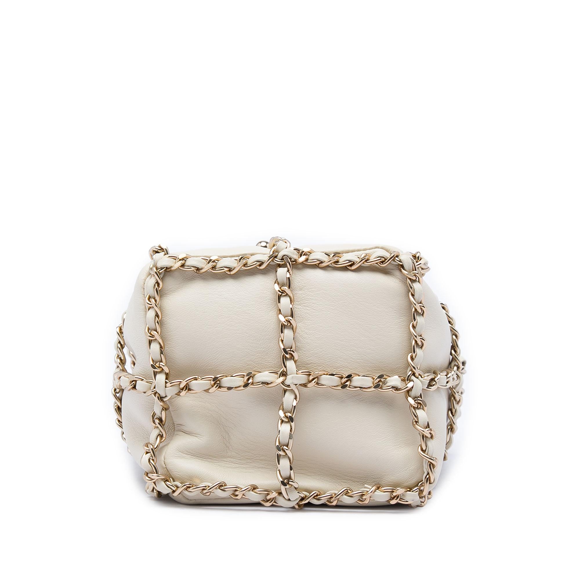 Chanel Mini Lambskin CC Chain Frame Drawstring Bucket Bag