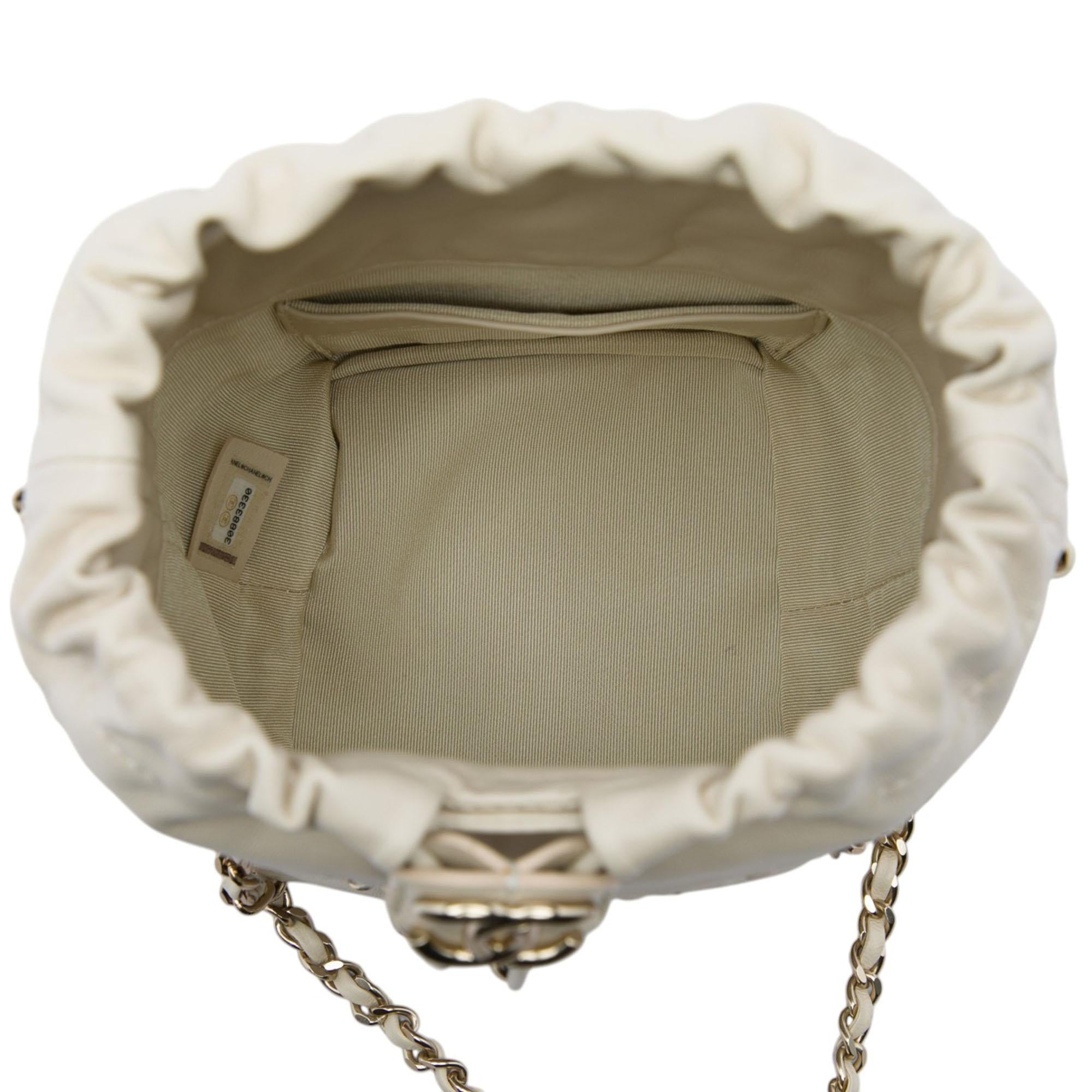 Chanel Mini Lambskin CC Chain Frame Drawstring Bucket Bag