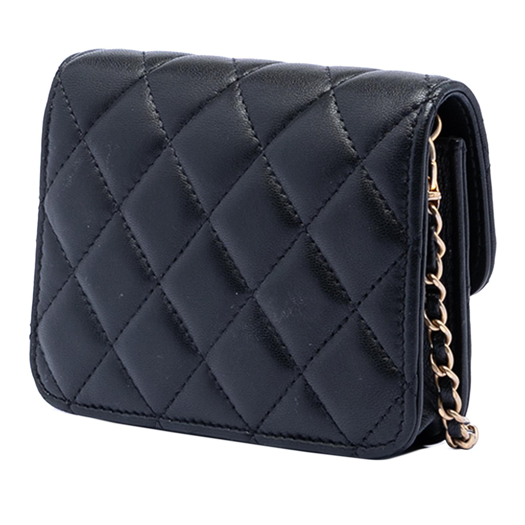 Chanel Mini Lambskin Pearl Crush Clutch with Chain