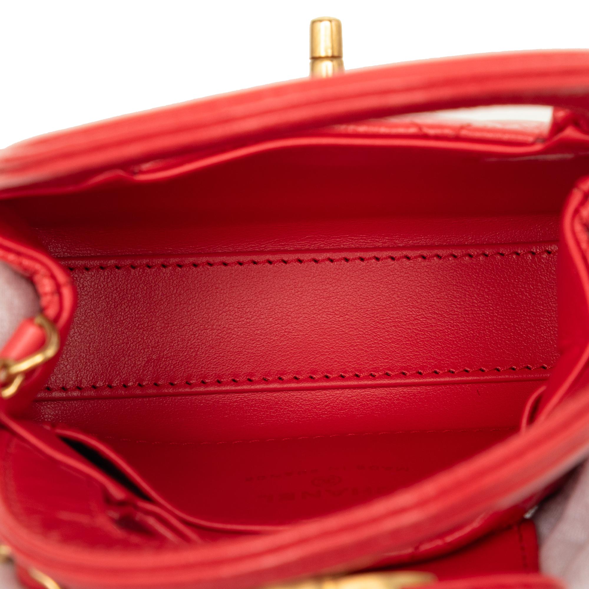 Chanel Mini Nano Shiny Aged Calfskin Kelly Shopper Bag