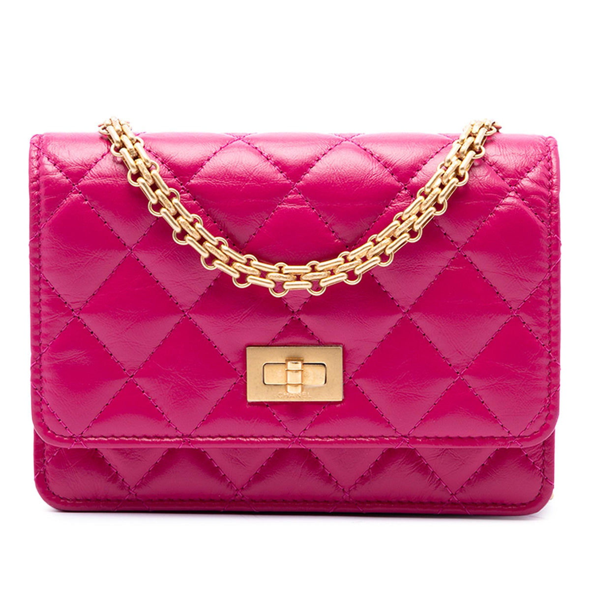 Chanel Mini Quilted Aged Calfskin Reissue 2.55 Wallet on Chain