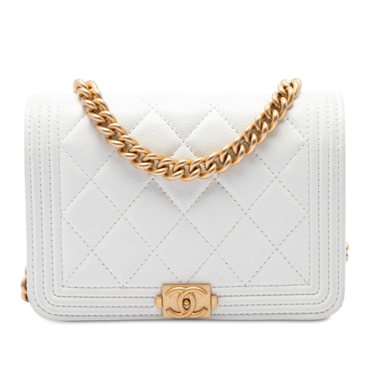 Chanel Mini Quilted Caviar Boy Wallet On Chain