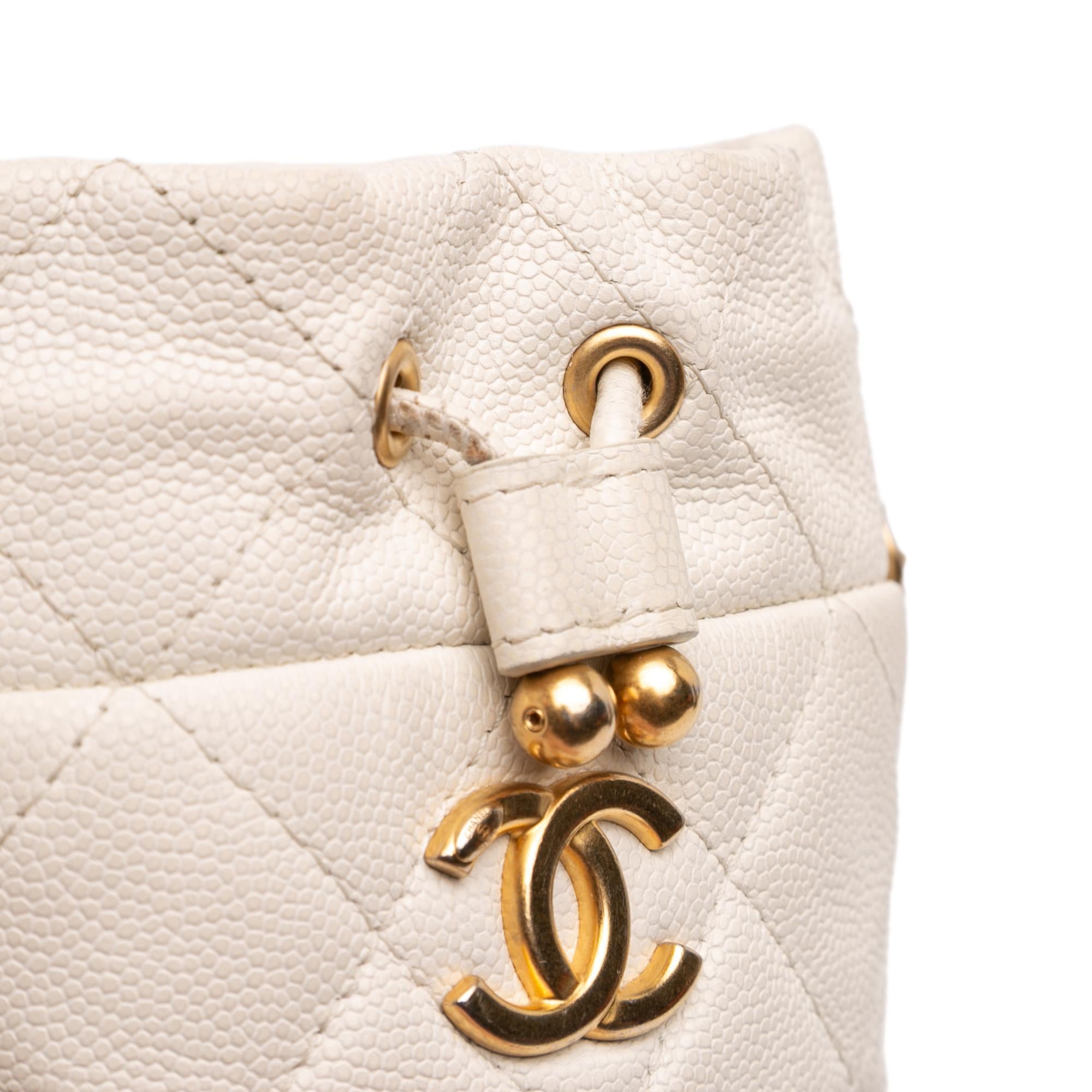 Chanel Mini Quilted Caviar Twist Your Buttons Drawstring Bucket Bag