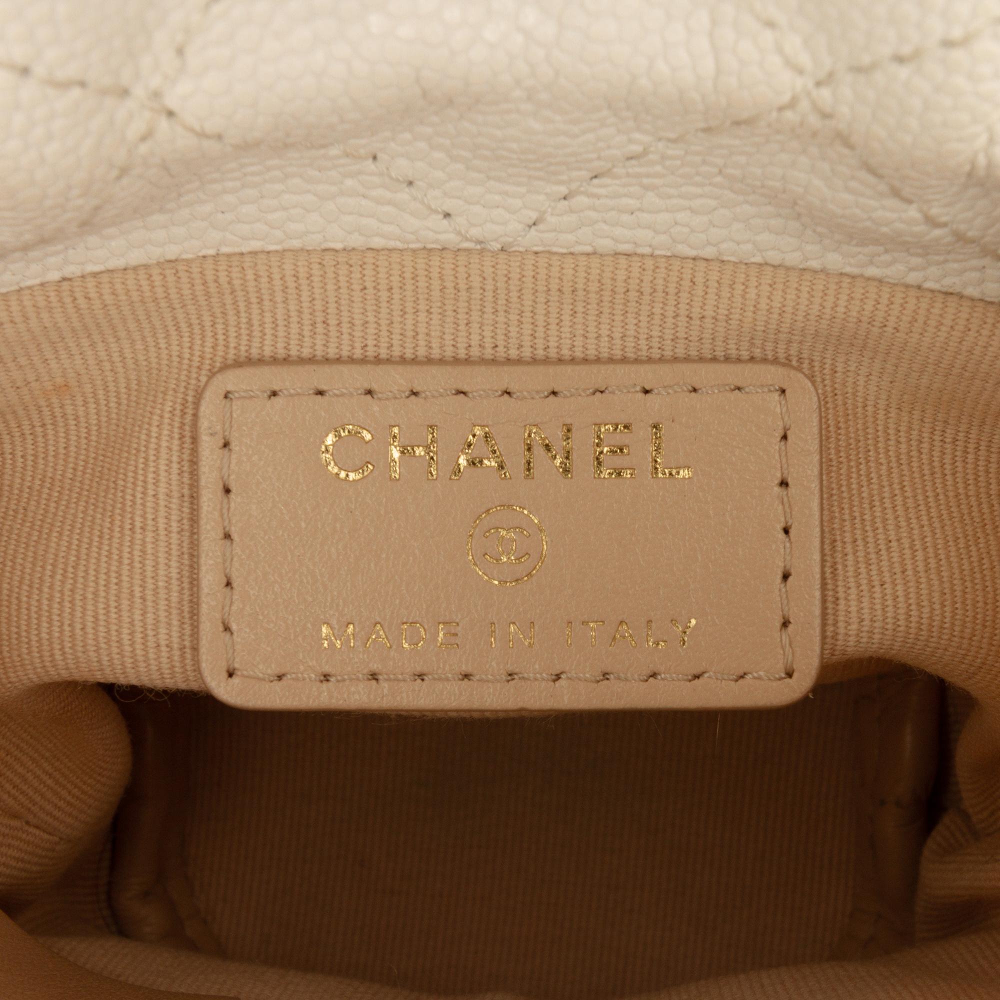 Chanel Mini Quilted Caviar Twist Your Buttons Drawstring Bucket Bag