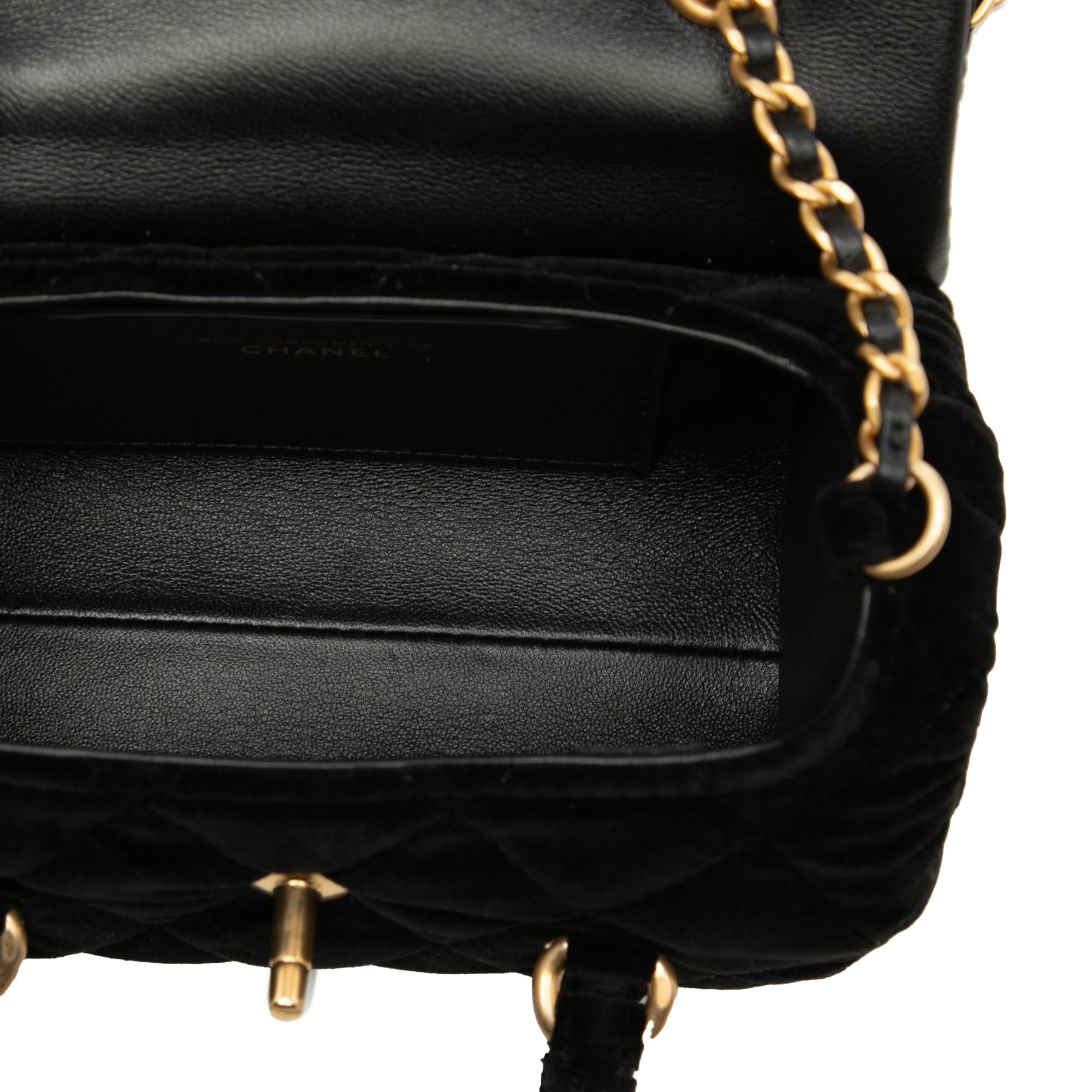 Chanel Mini Quilted Velvet Top Handle Flap