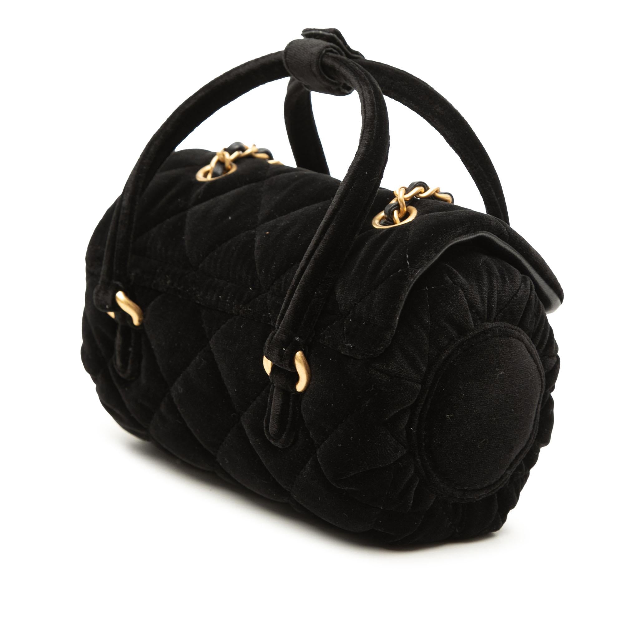 Chanel Mini Quilted Velvet Top Handle Flap