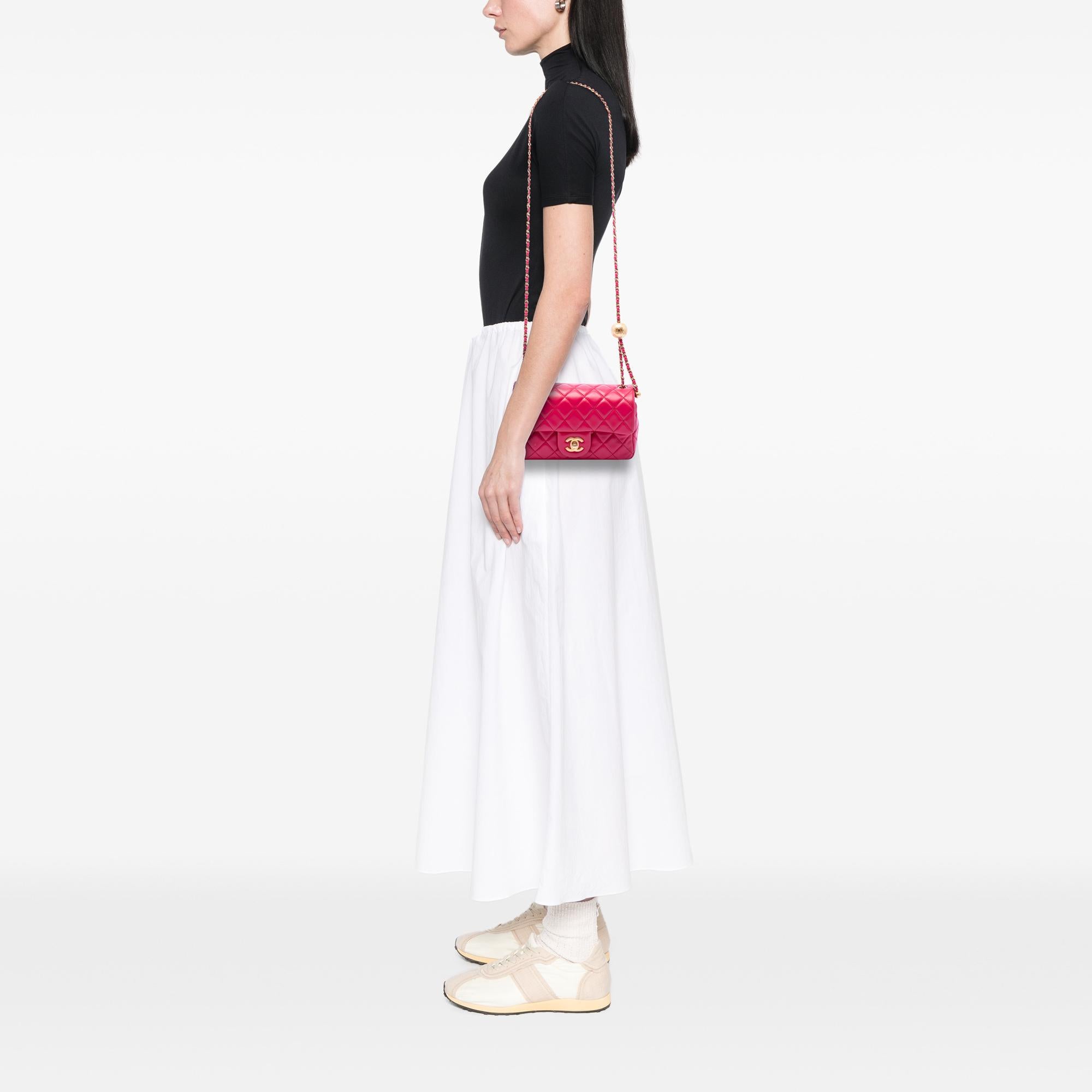 Chanel Mini Rectangular Classic Lambskin Pearl Crush Single Flap