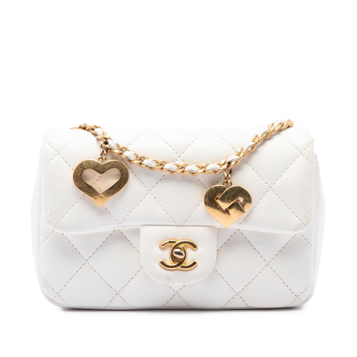 Chanel Mini Rectangular Quilted Lambskin Heart Charms Flap