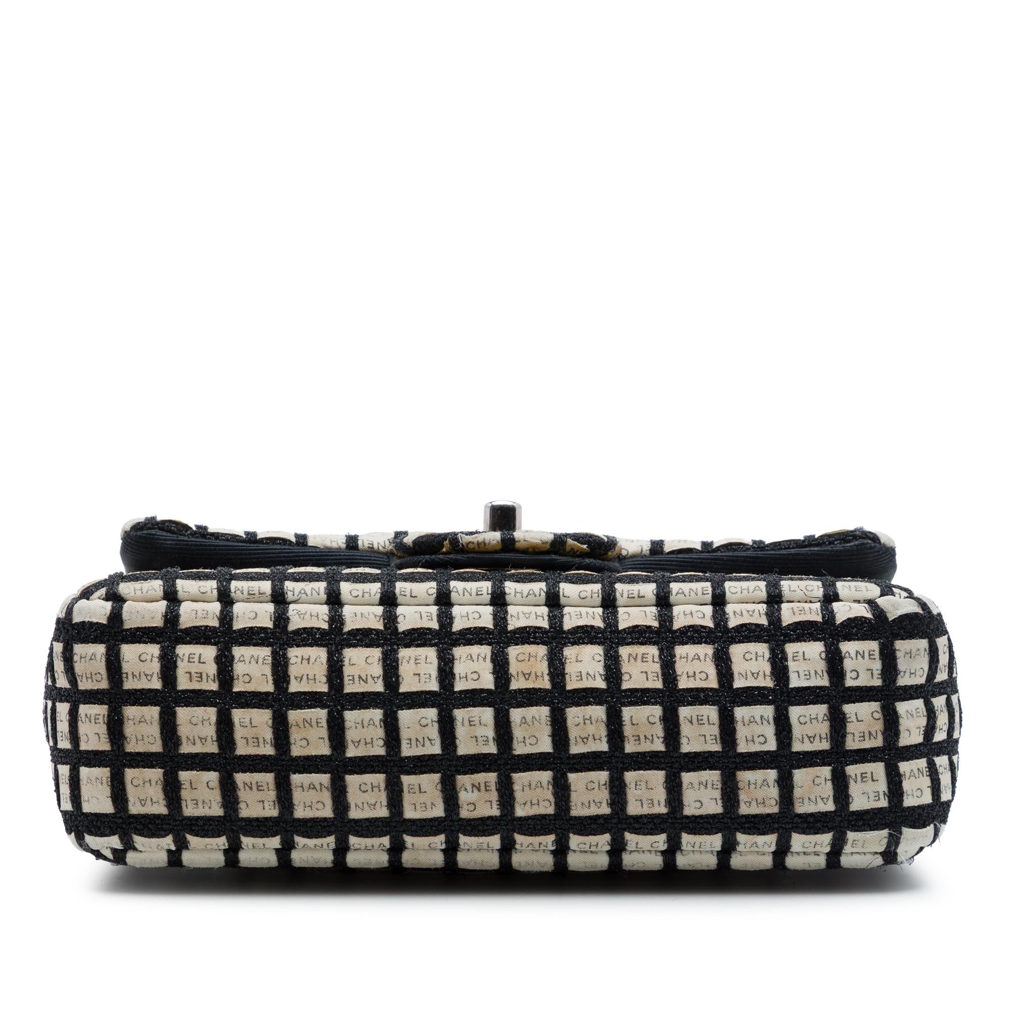 Chanel Mini Rectangular Tweed and Ribbon Logo Single Flap