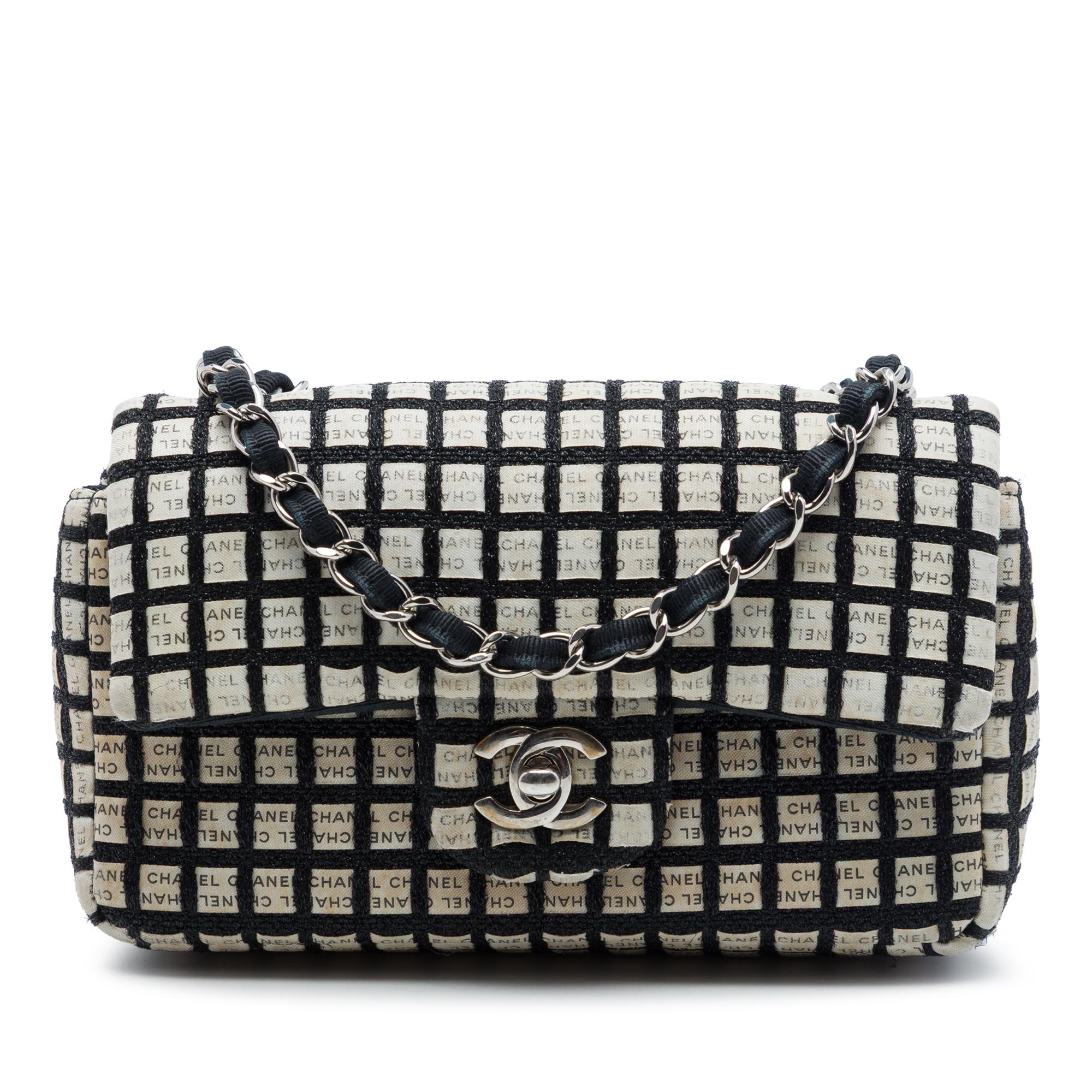 Chanel Mini Rectangular Tweed and Ribbon Logo Single Flap