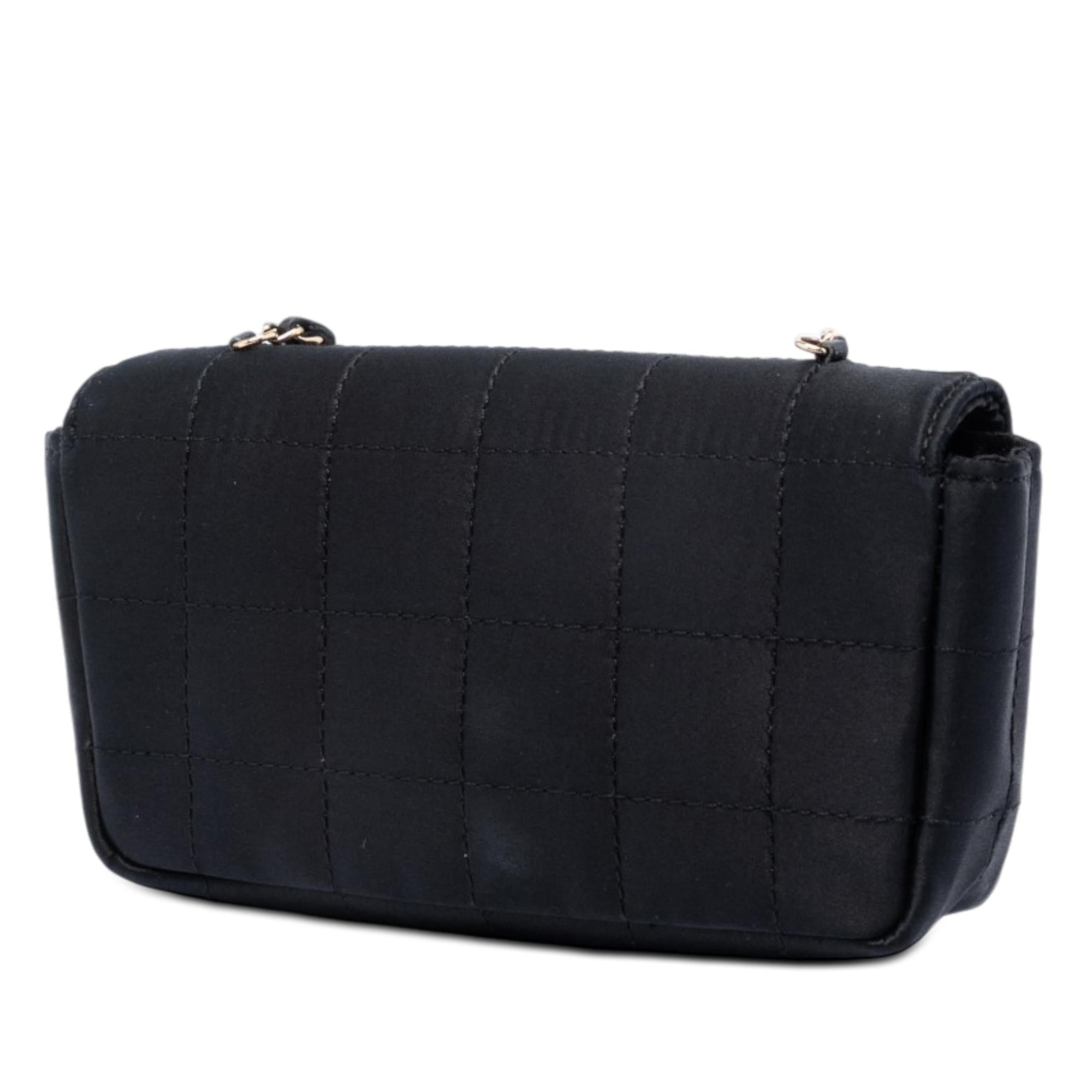 Chanel Mini Square Chocolate Bar Satin Single Flap