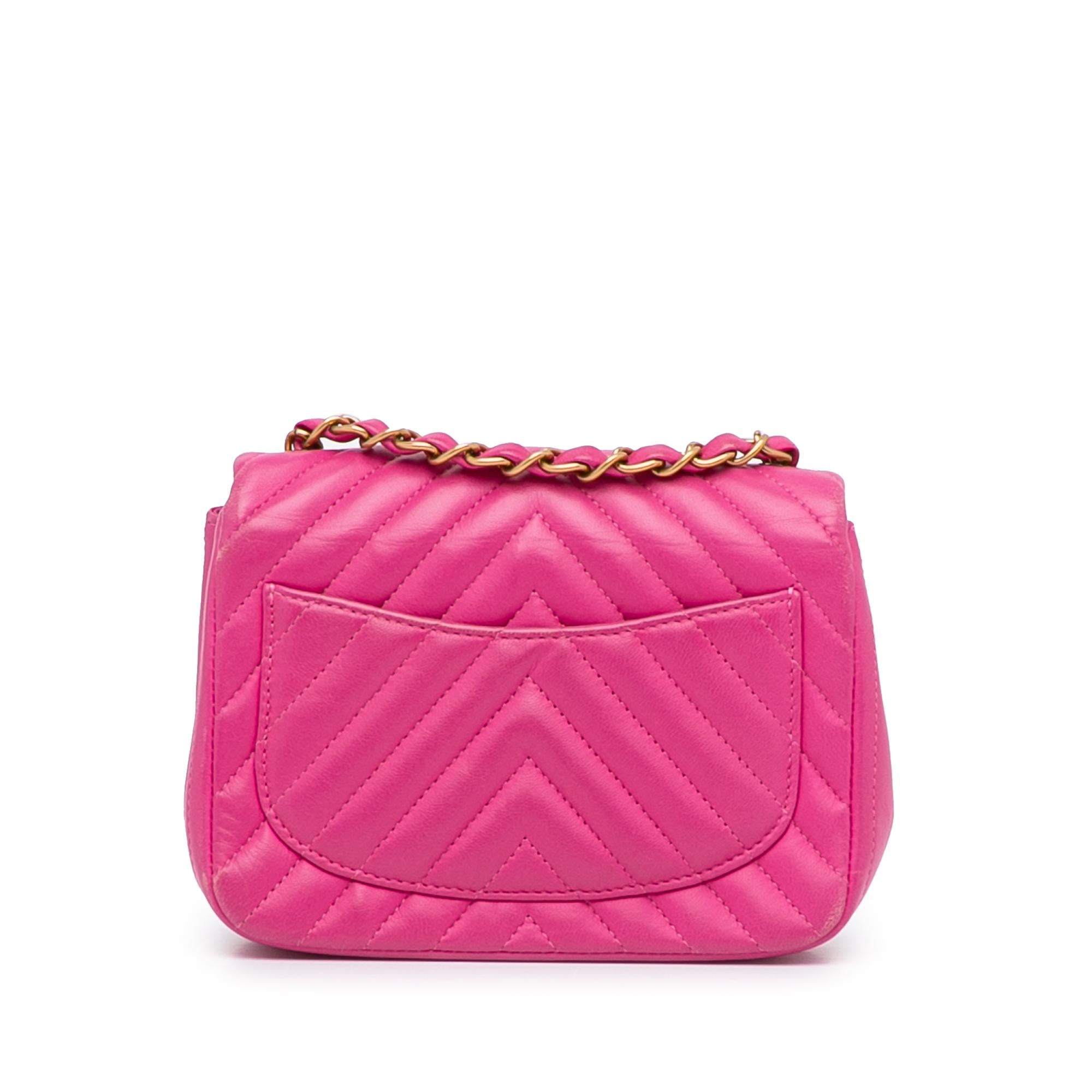Chanel Mini Square Classic Chevron Lambskin Flap