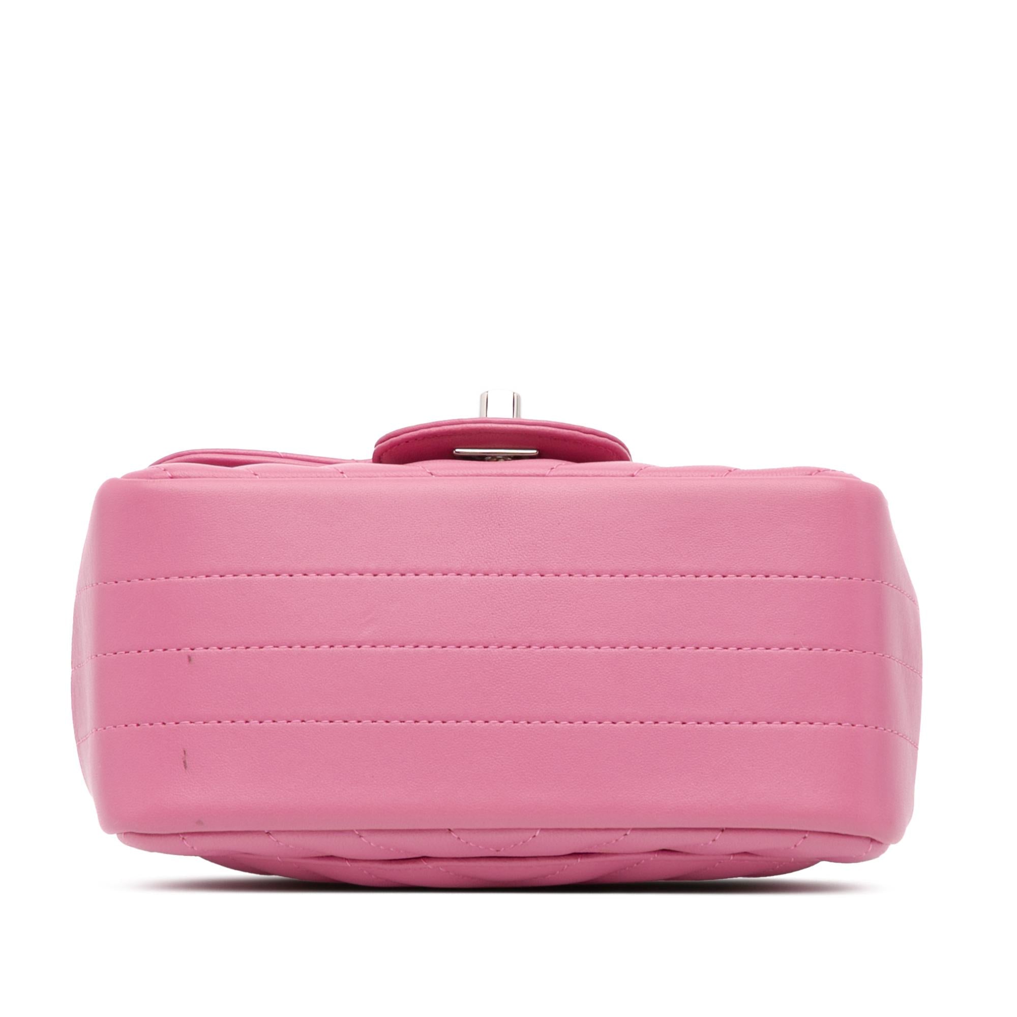 Chanel Mini Square Classic Chevron Lambskin Single Flap